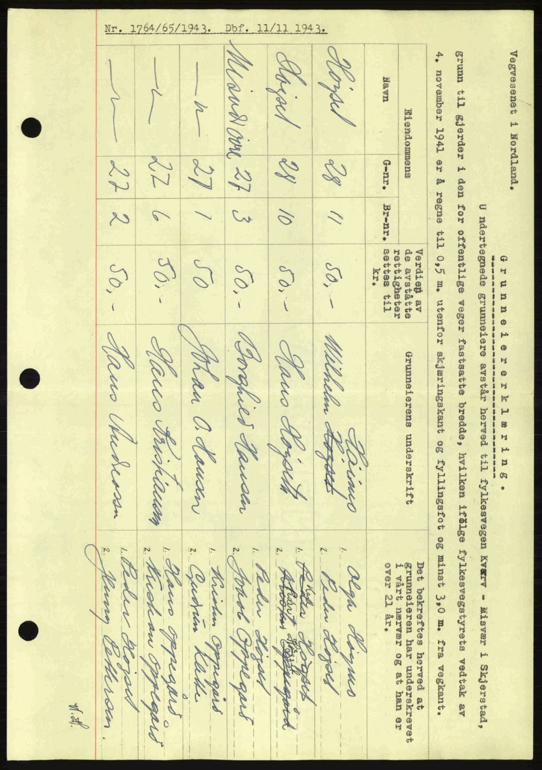 Salten sorenskriveri, SAT/A-4578/1/2/2C: Mortgage book no. A14-15, 1943-1945, Diary no: : 1764/1943
