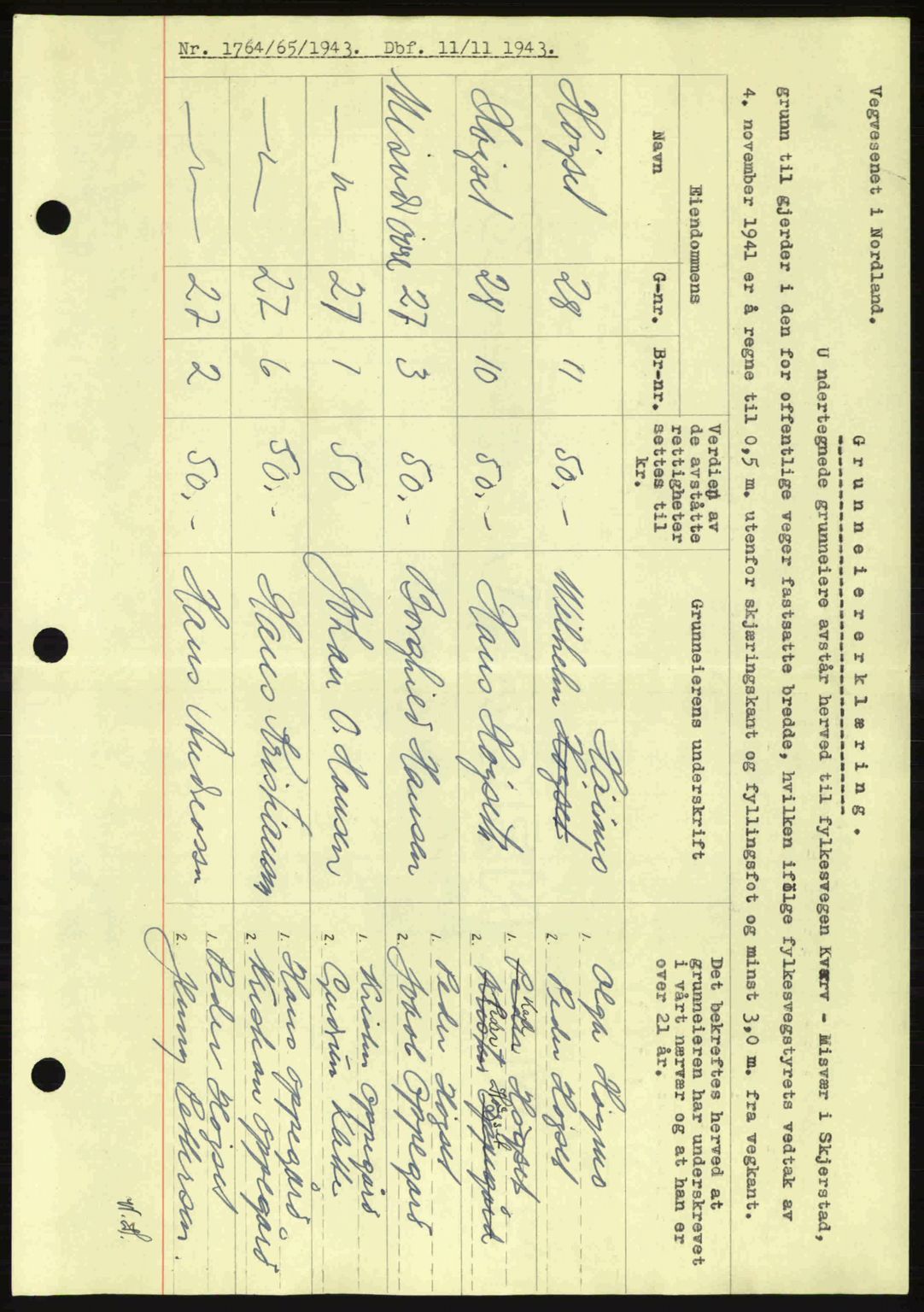 Salten sorenskriveri, AV/SAT-A-4578/1/2/2C: Mortgage book no. A14-15, 1943-1945, Diary no: : 1764/1943