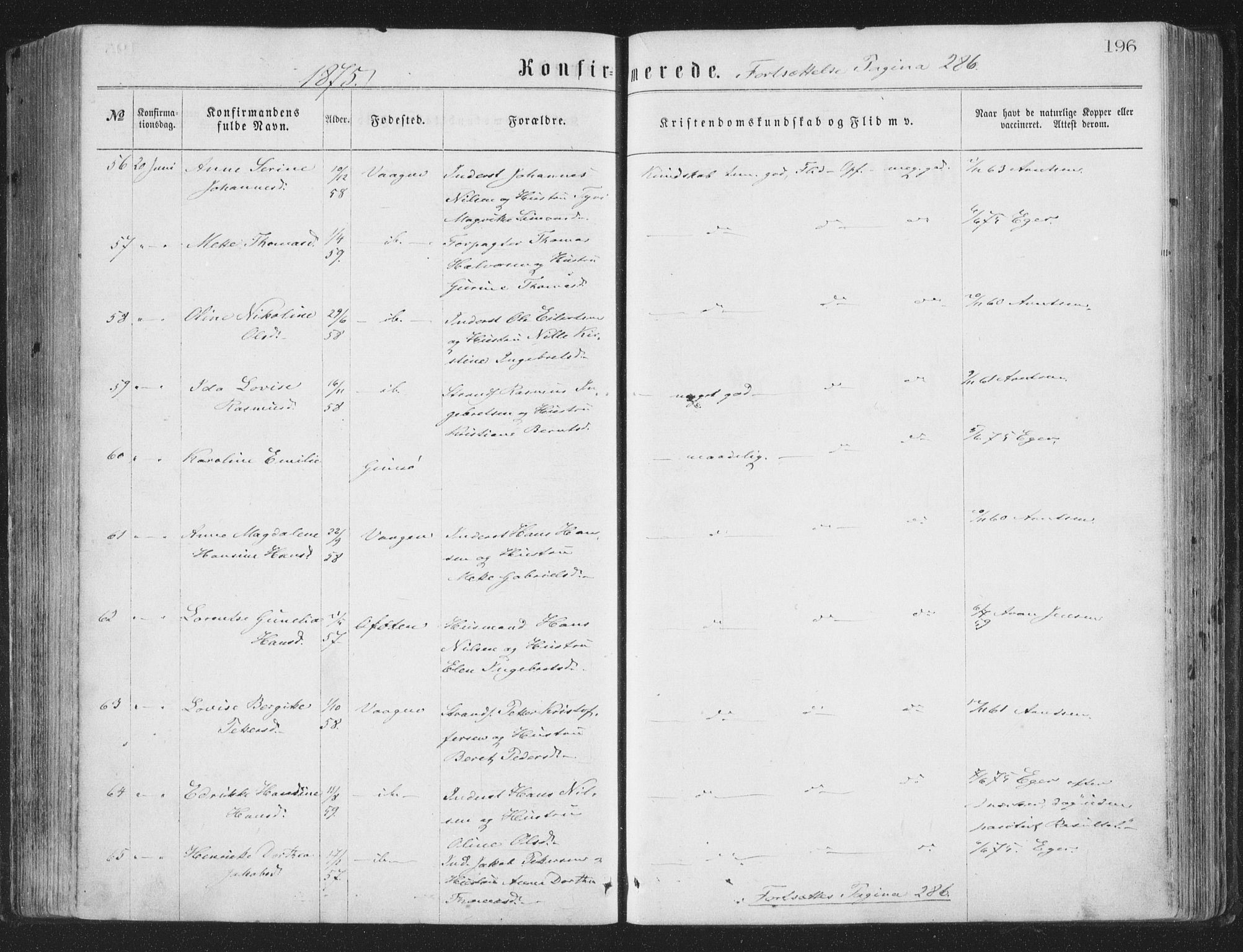 Ministerialprotokoller, klokkerbøker og fødselsregistre - Nordland, AV/SAT-A-1459/874/L1057: Parish register (official) no. 874A01, 1866-1877, p. 196