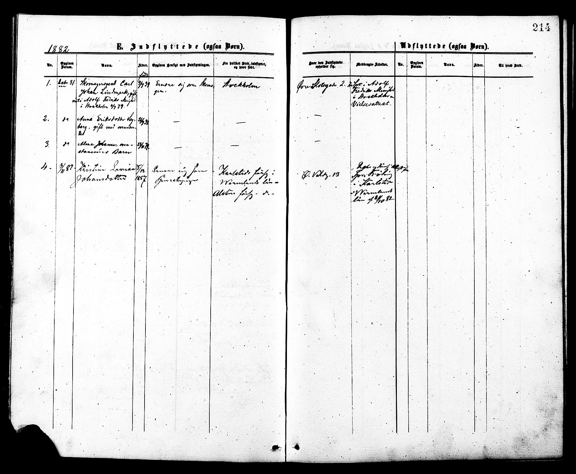 Johannes prestekontor Kirkebøker, AV/SAO-A-10852/F/Fa/L0002: Parish register (official) no. 2, 1875-1882, p. 214