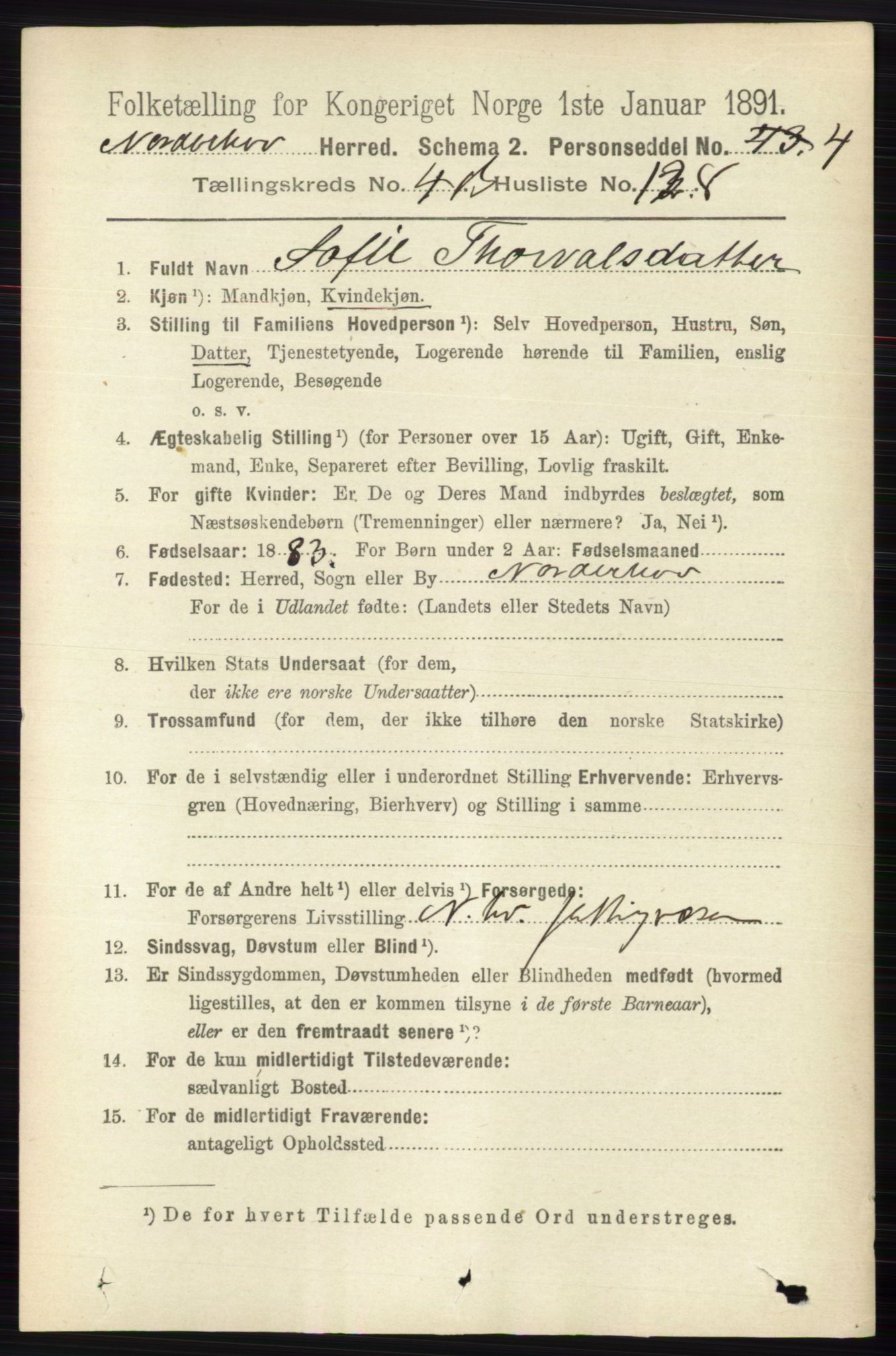 RA, 1891 census for 0613 Norderhov, 1891, p. 3436