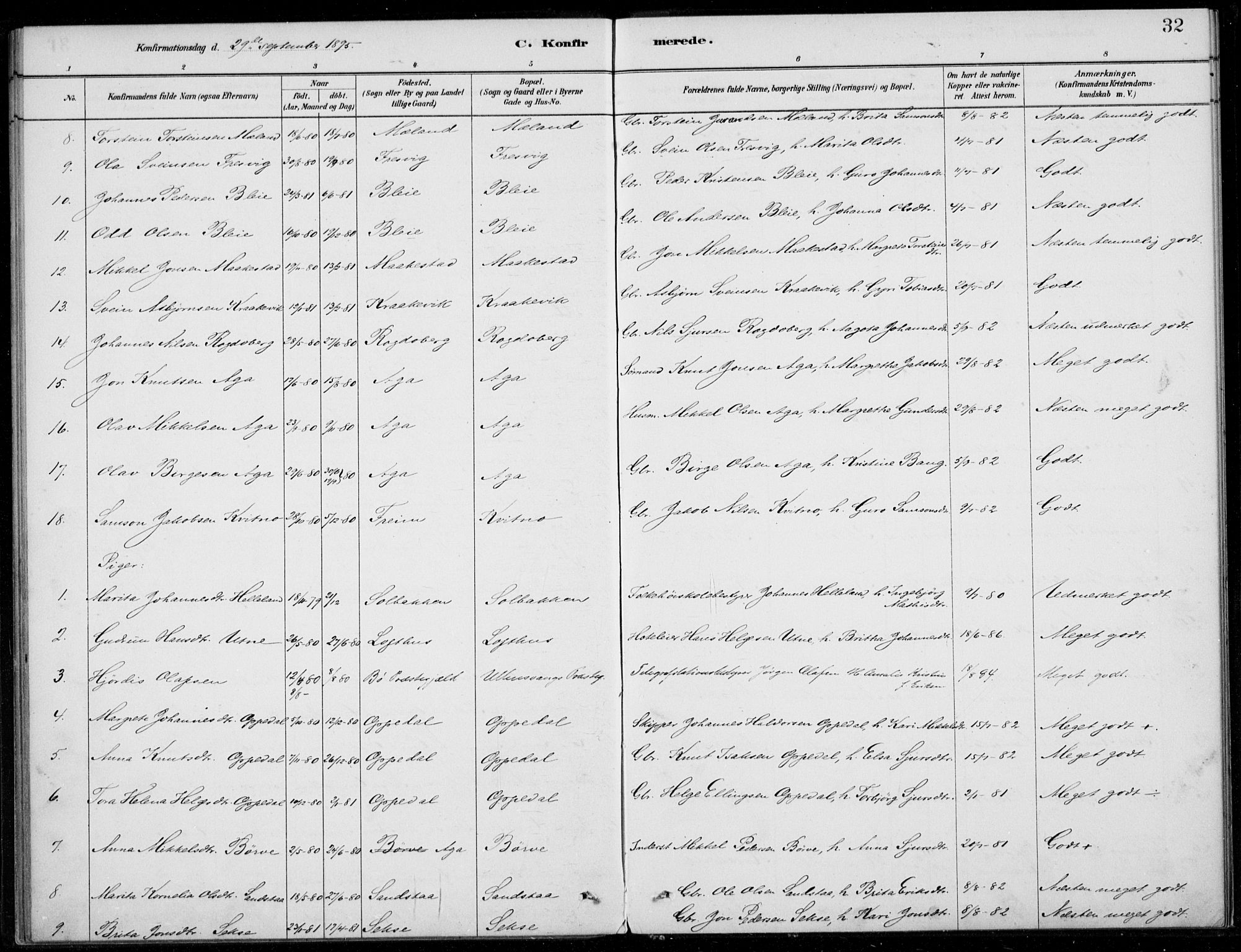 Ullensvang sokneprestembete, SAB/A-78701/H/Haa: Parish register (official) no. B  2, 1880-1910, p. 32