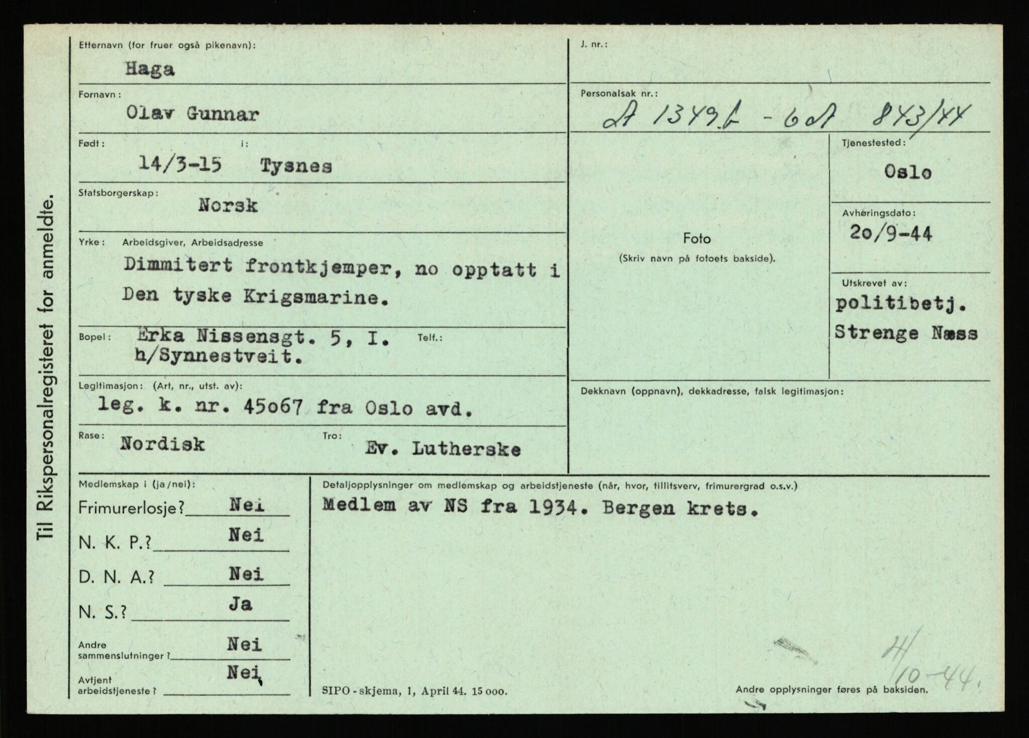 Statspolitiet - Hovedkontoret / Osloavdelingen, AV/RA-S-1329/C/Ca/L0005: Furali - Hamula, 1943-1945, p. 3814