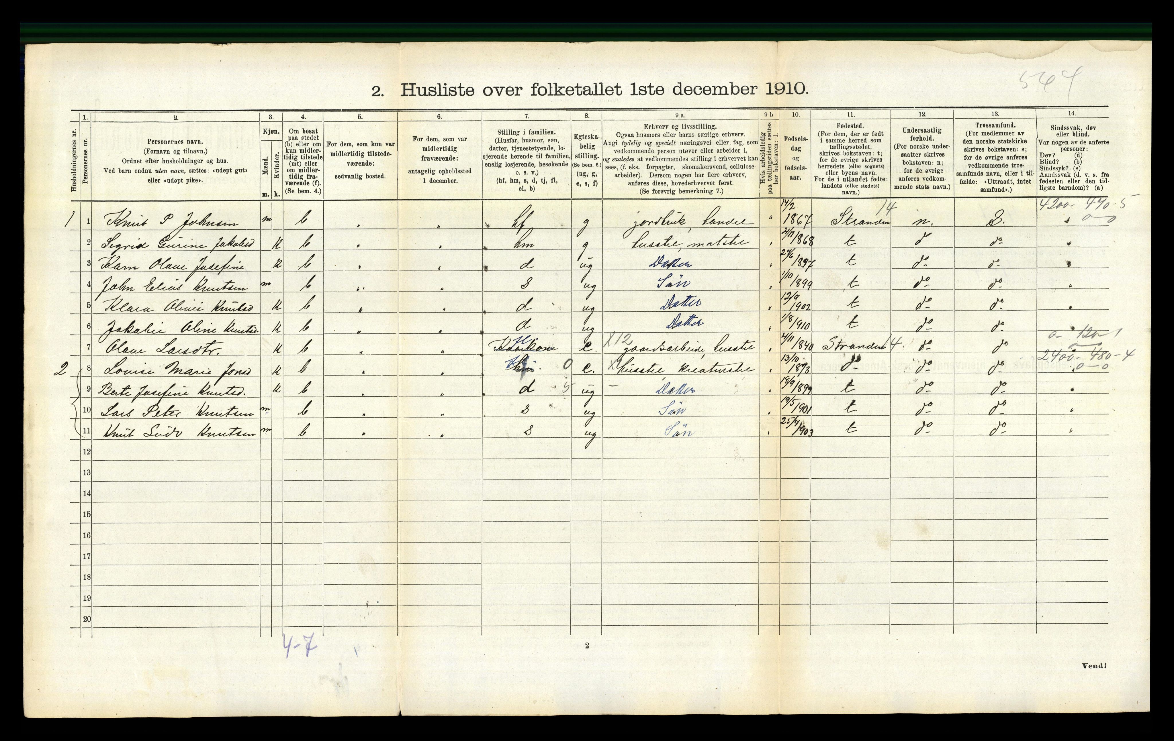 RA, 1910 census for Stordal, 1910, p. 231