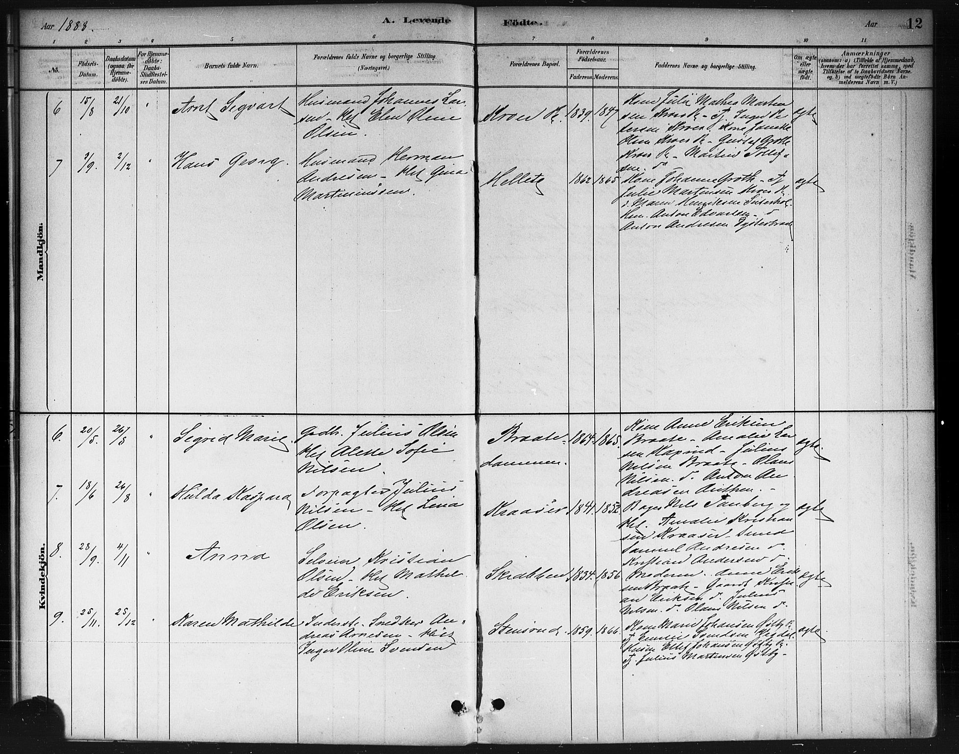 Ås prestekontor Kirkebøker, AV/SAO-A-10894/F/Fc/L0001: Parish register (official) no. III 1, 1881-1891, p. 12