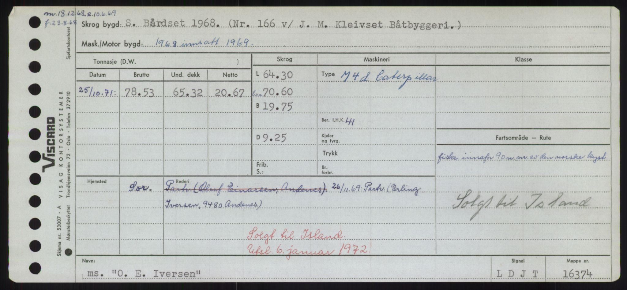 Sjøfartsdirektoratet med forløpere, Skipsmålingen, RA/S-1627/H/Hd/L0028: Fartøy, O, p. 13