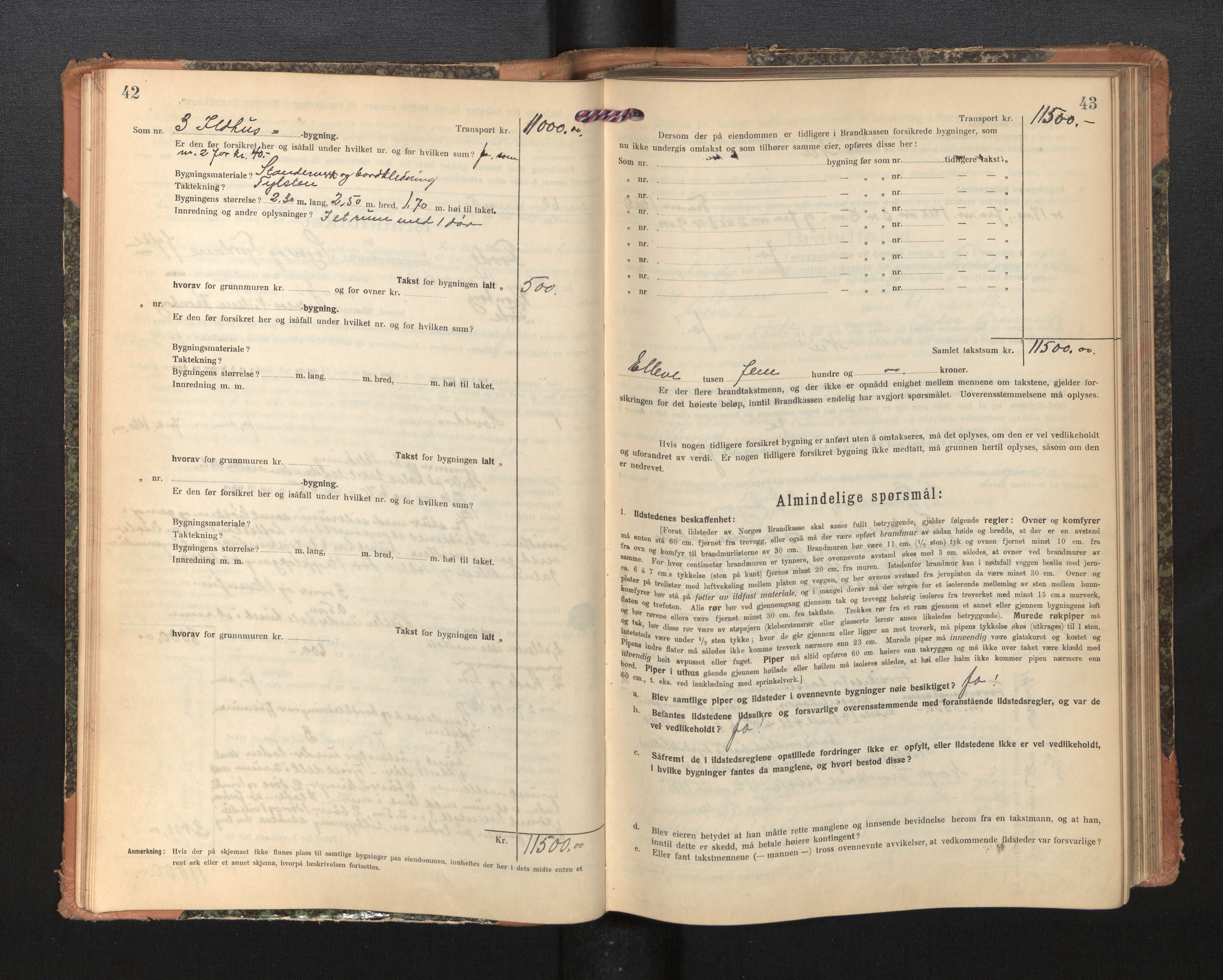 Lensmannen i Førde, AV/SAB-A-27401/0012/L0009: Branntakstprotokoll, skjematakst, 1922-1946, p. 42-43