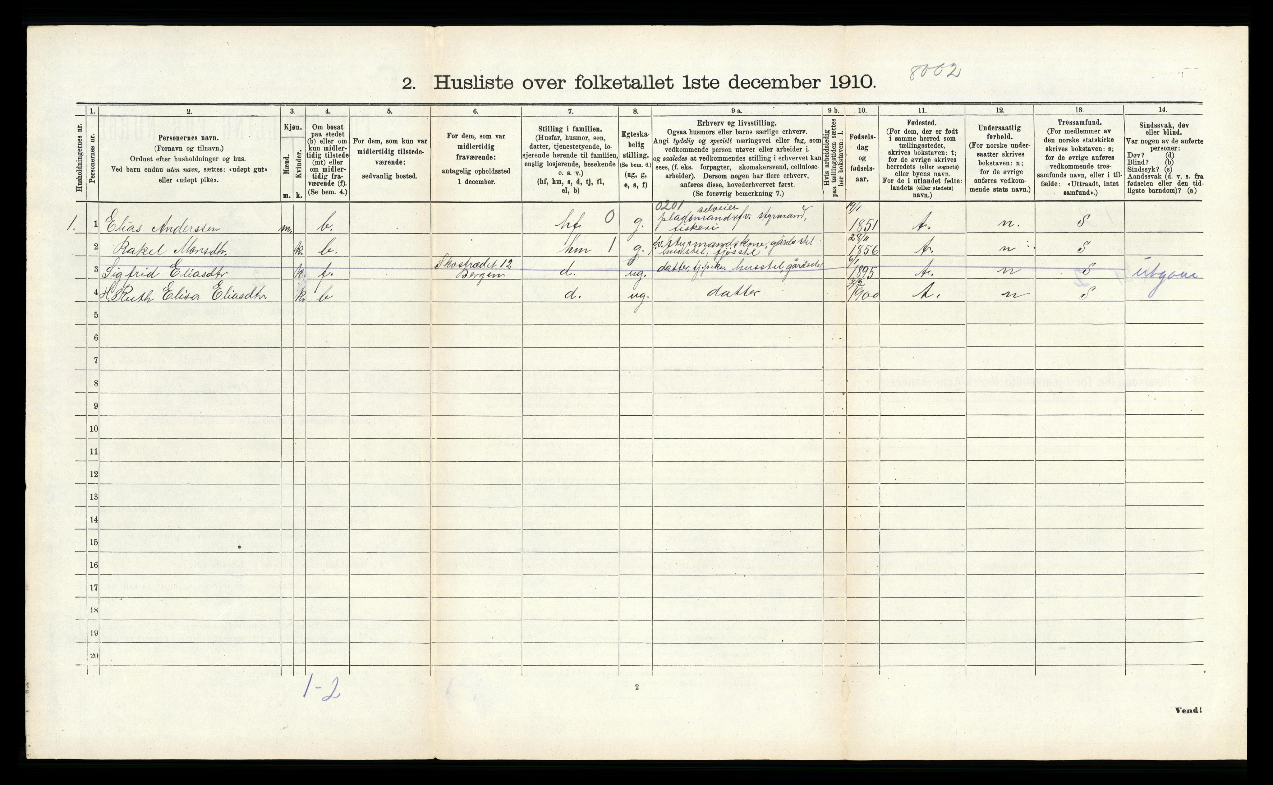 RA, 1910 census for Fana, 1910, p. 738