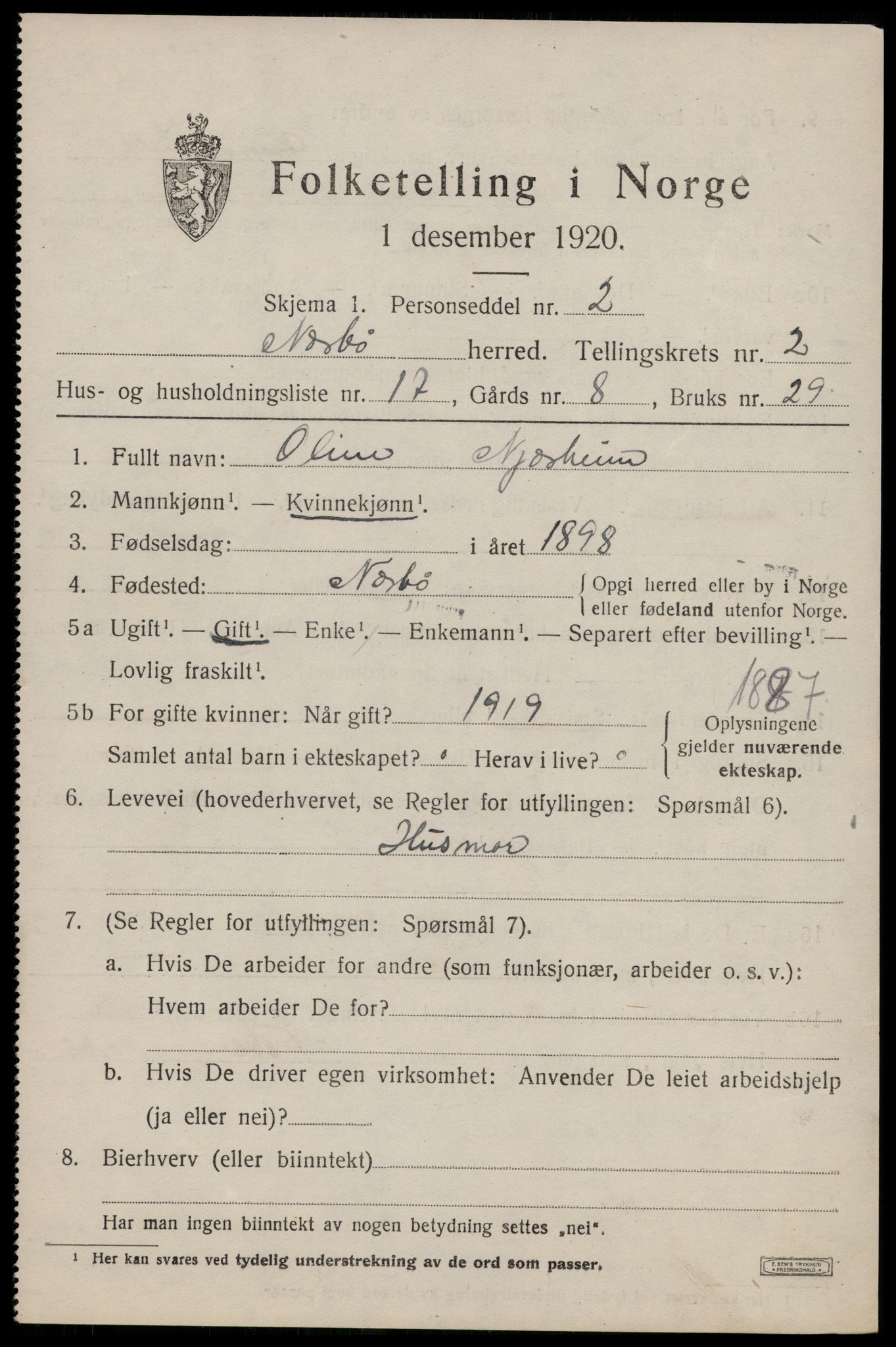 SAST, 1920 census for Nærbø, 1920, p. 1625