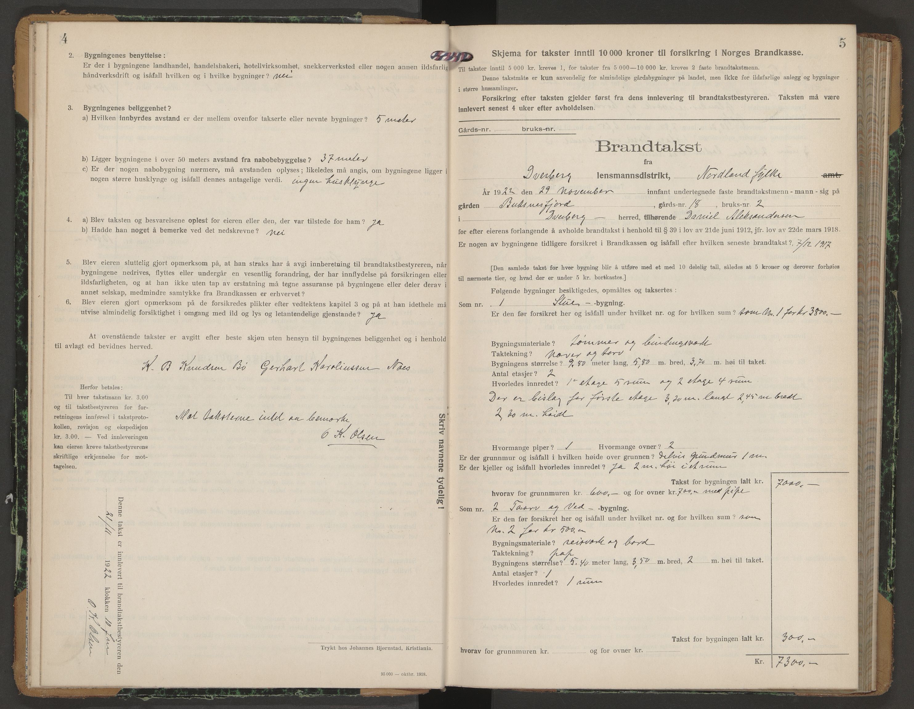 Andøy lensmannskontor, AV/SAT-A-1187/1/O/Oa/L0006: Branntakstprotokoll, 1922-1929