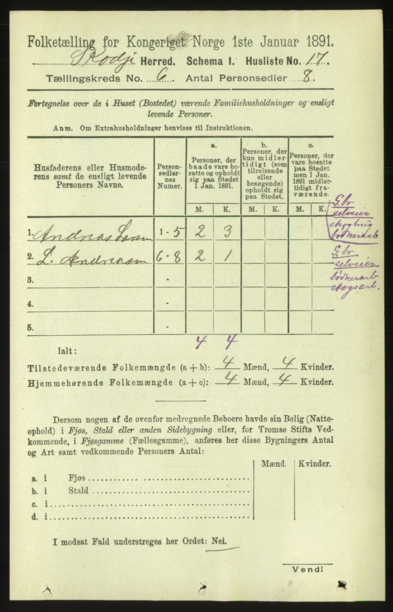 RA, 1891 census for 1529 Skodje, 1891, p. 1242