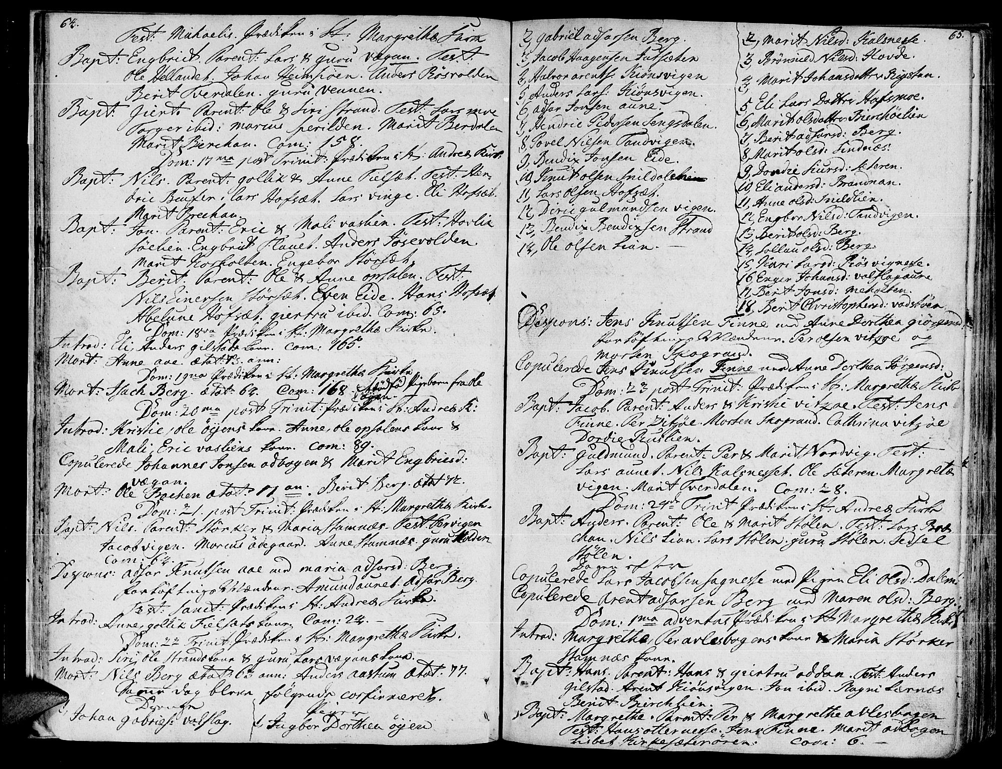 Ministerialprotokoller, klokkerbøker og fødselsregistre - Sør-Trøndelag, SAT/A-1456/630/L0489: Parish register (official) no. 630A02, 1757-1794, p. 64-65