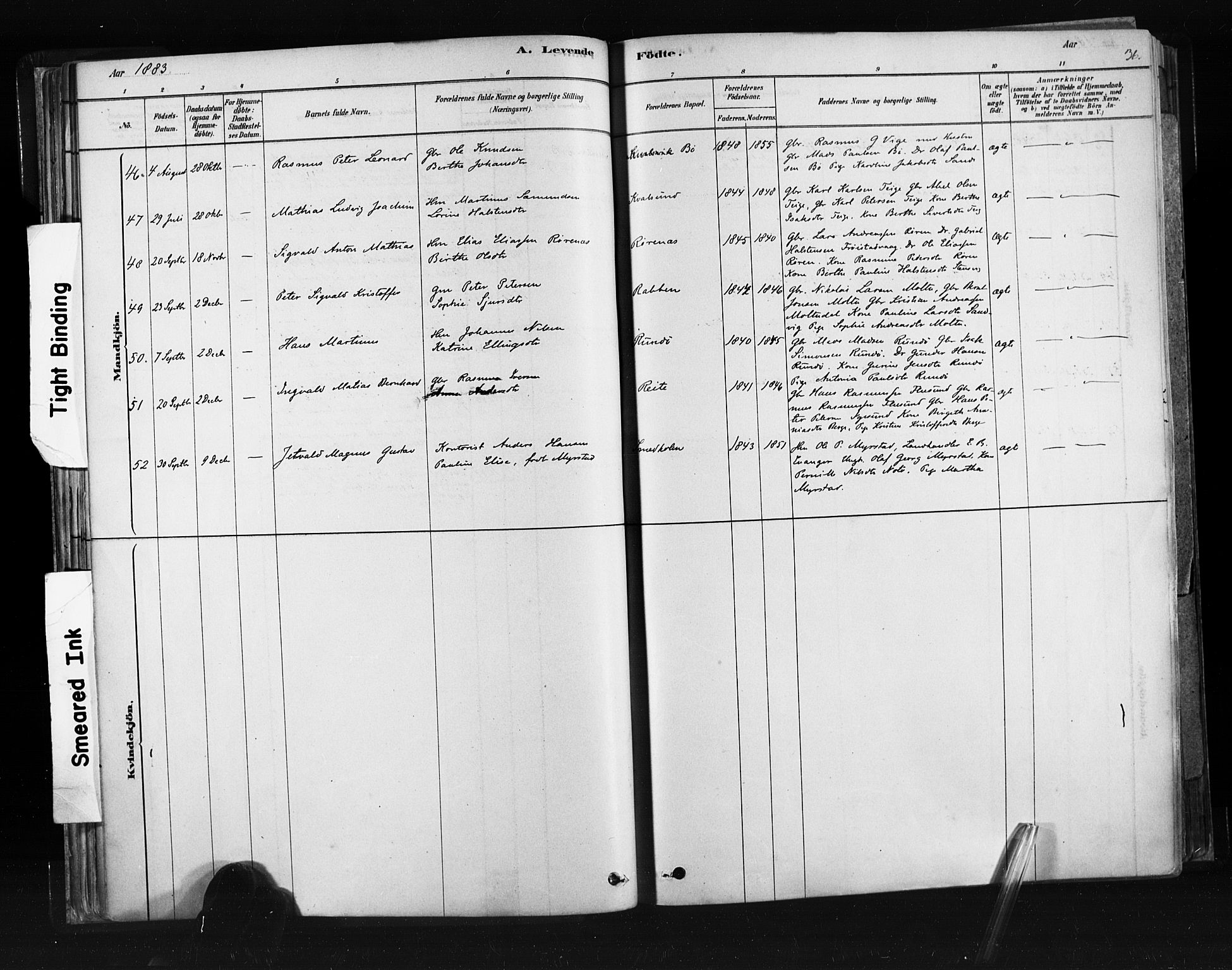 Ministerialprotokoller, klokkerbøker og fødselsregistre - Møre og Romsdal, AV/SAT-A-1454/507/L0073: Parish register (official) no. 507A08, 1878-1904, p. 36