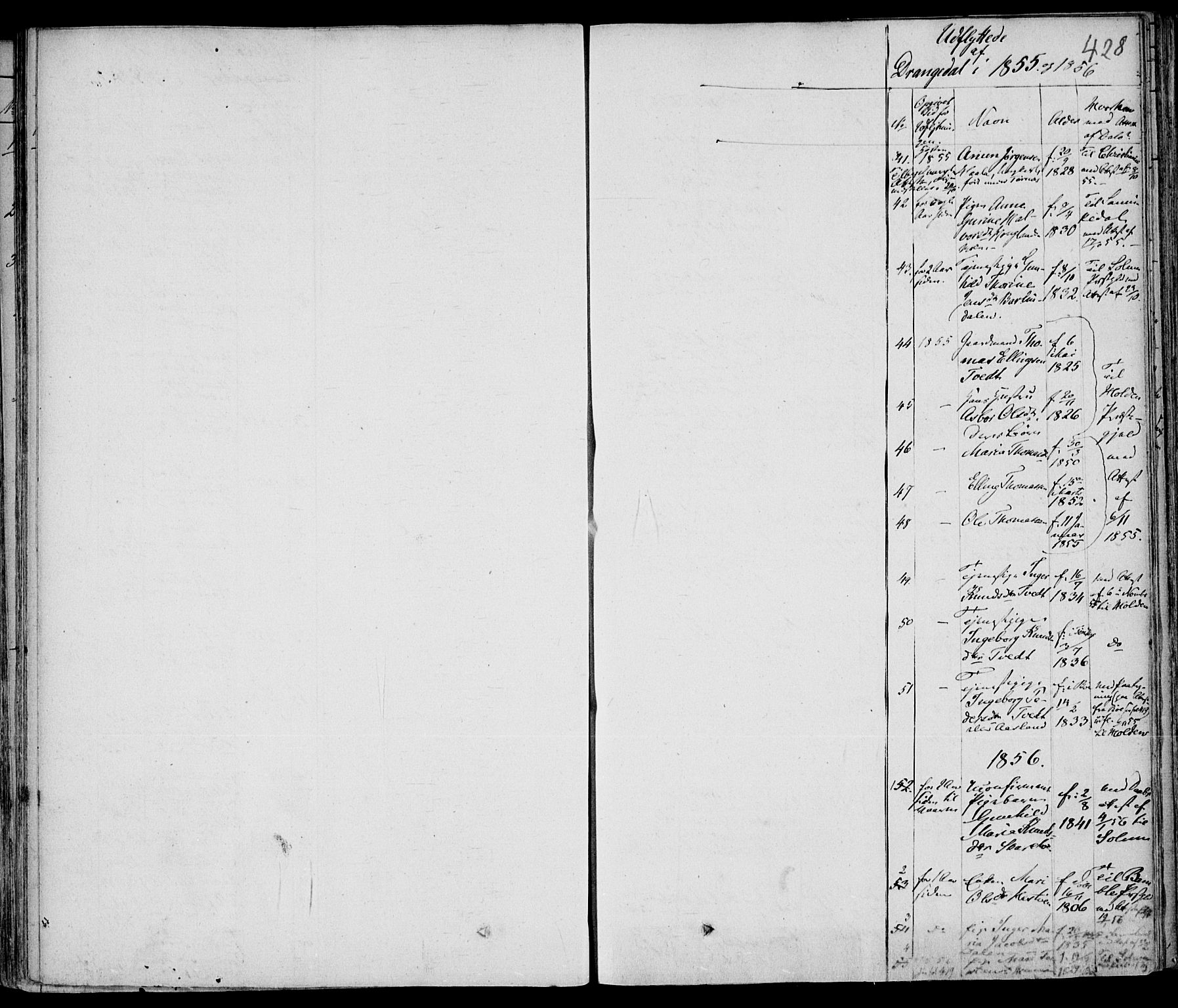 Drangedal kirkebøker, SAKO/A-258/F/Fa/L0007a: Parish register (official) no. 7a, 1837-1856, p. 428