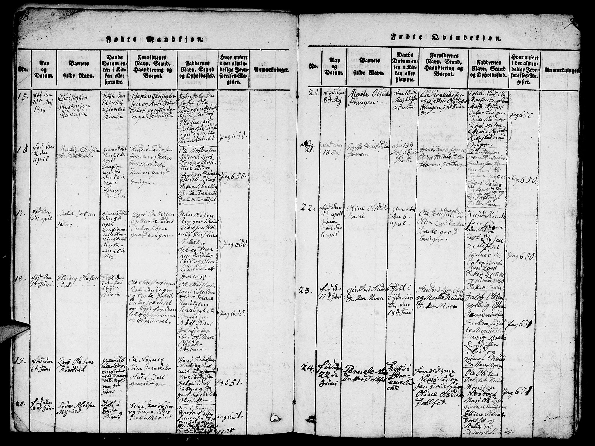 Eid sokneprestembete, AV/SAB-A-82301/H/Hab/Haba/L0001: Parish register (copy) no. A 1, 1816-1862, p. 8-9