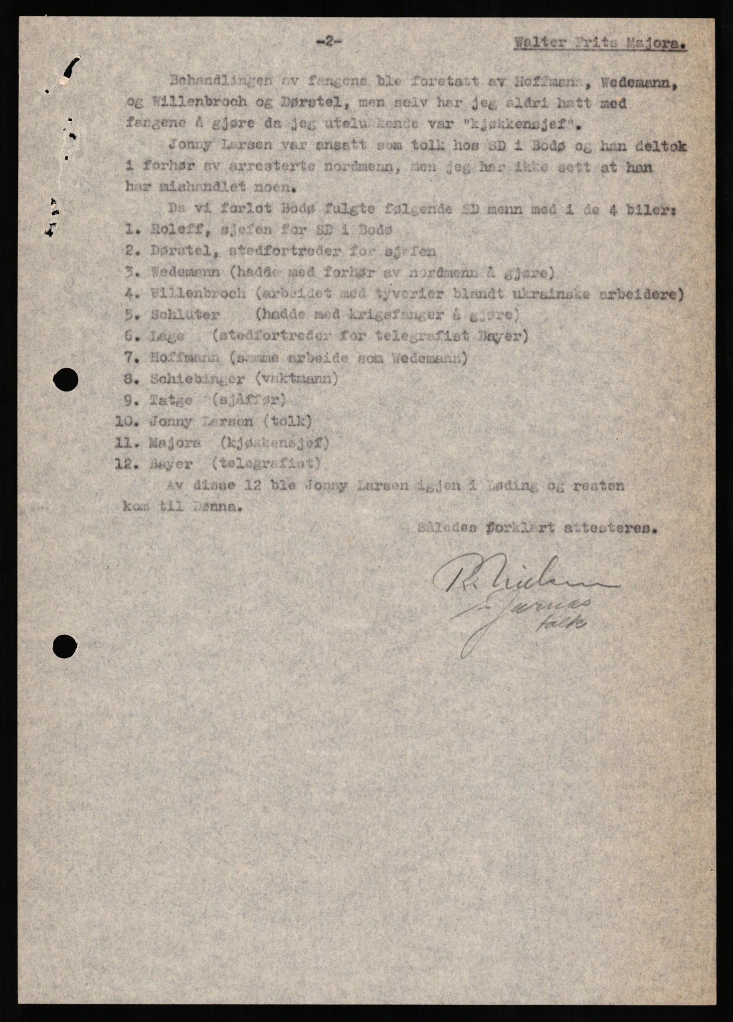 Forsvaret, Forsvarets overkommando II, RA/RAFA-3915/D/Db/L0021: CI Questionaires. Tyske okkupasjonsstyrker i Norge. Tyskere., 1945-1946, p. 104