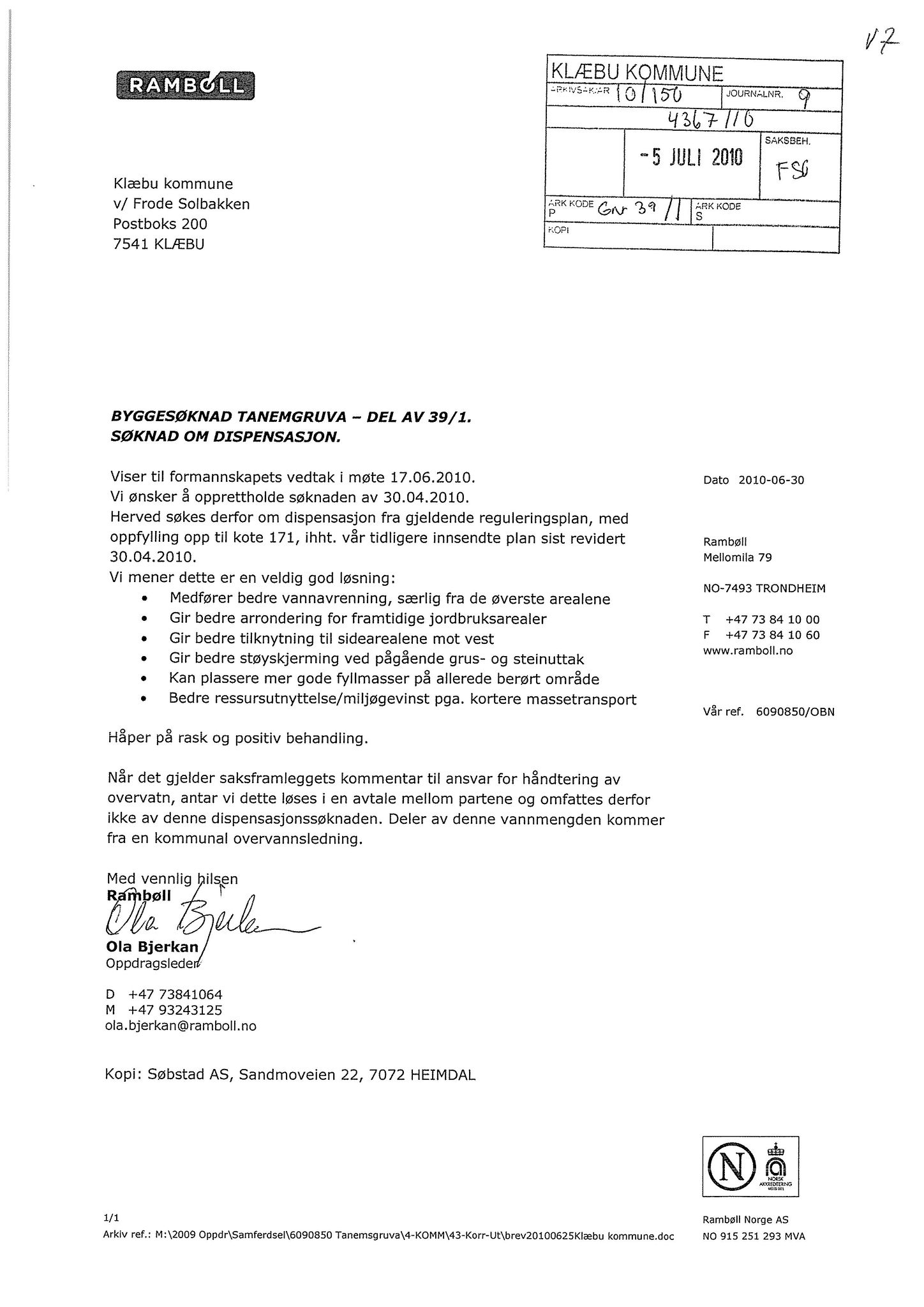 Klæbu Kommune, TRKO/KK/02-FS/L003: Formannsskapet - Møtedokumenter, 2010, p. 1929