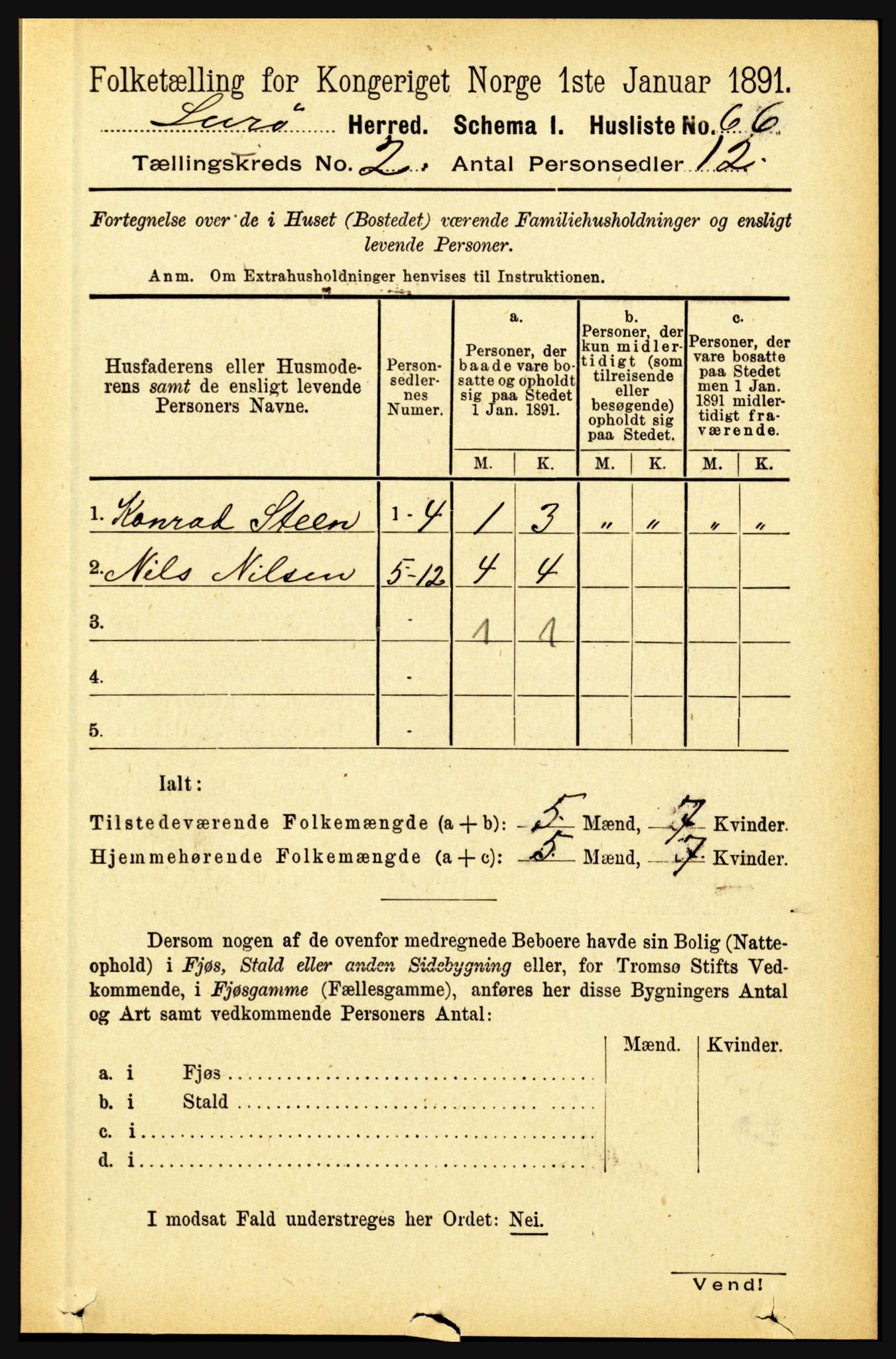 RA, 1891 census for 1834 Lurøy, 1891, p. 722