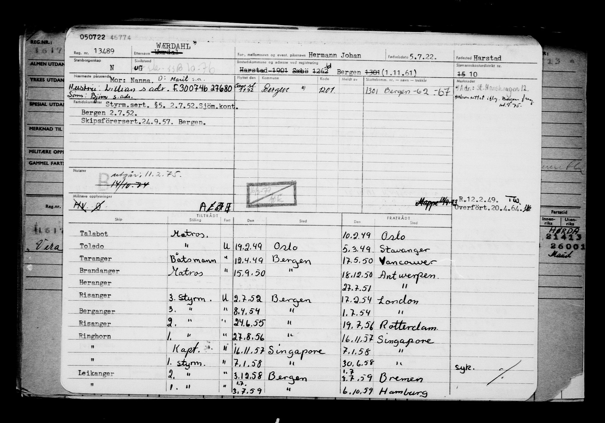 Direktoratet for sjømenn, AV/RA-S-3545/G/Gb/L0208: Hovedkort, 1922, p. 295