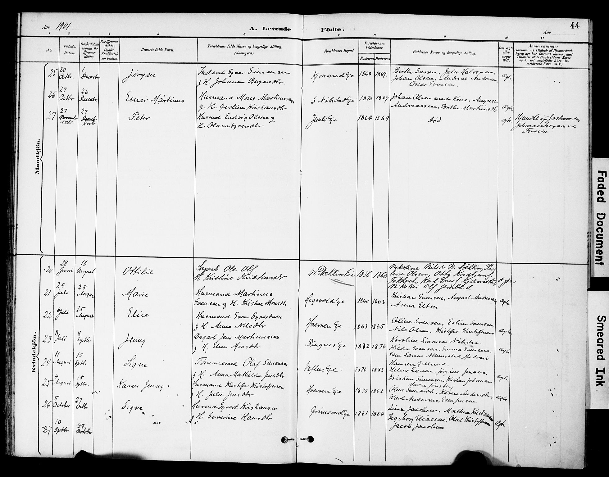 Stange prestekontor, AV/SAH-PREST-002/K/L0021: Parish register (official) no. 21, 1891-1902, p. 44