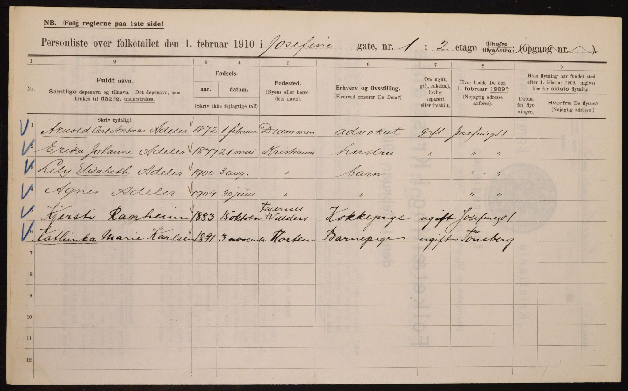 OBA, Municipal Census 1910 for Kristiania, 1910, p. 45982