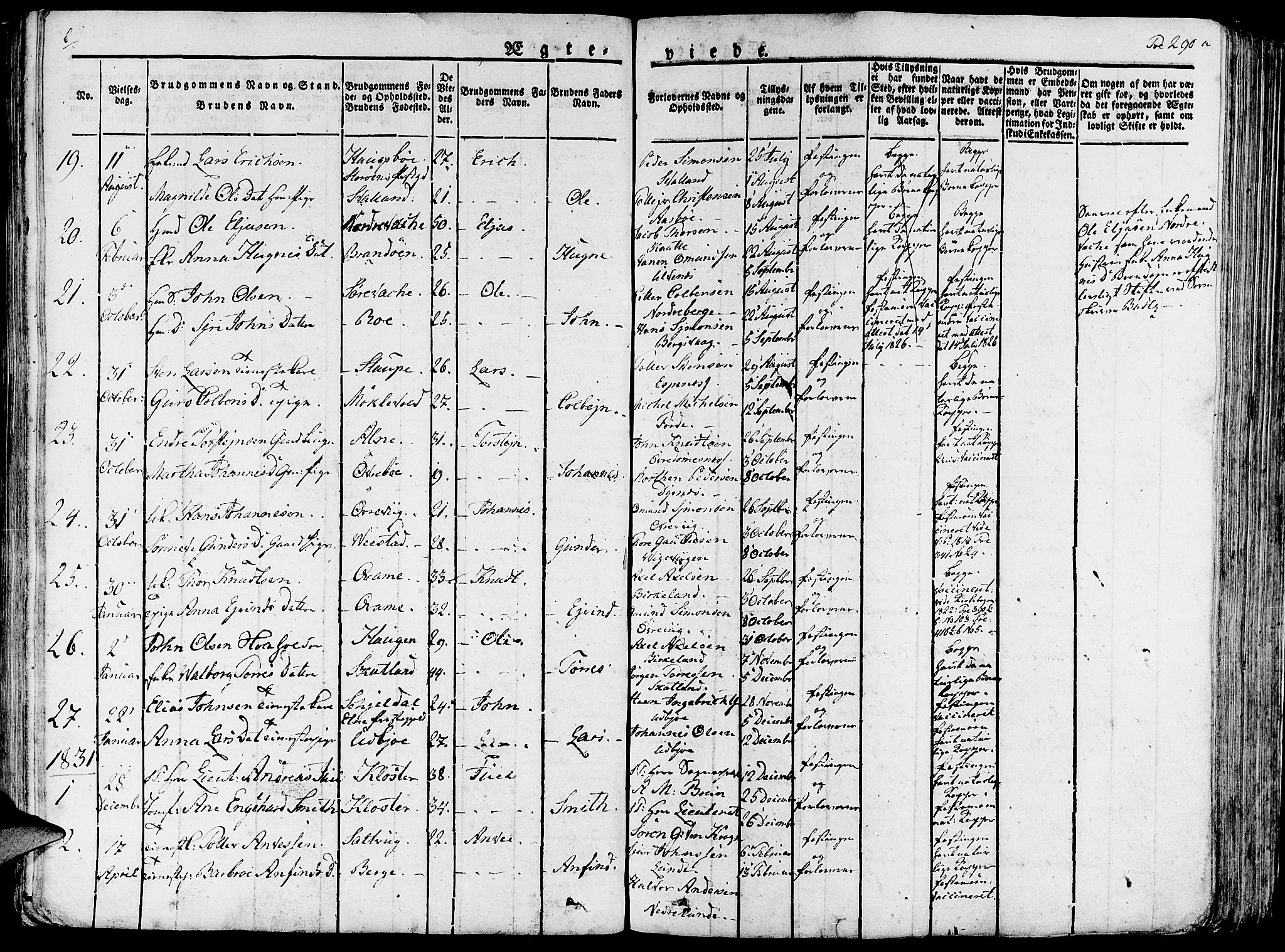 Fjelberg sokneprestembete, SAB/A-75201/H/Haa: Parish register (official) no. A 5, 1822-1834, p. 290