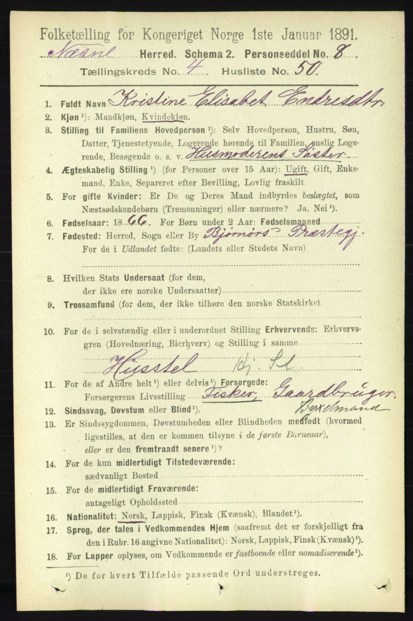 RA, 1891 census for 1828 Nesna, 1891, p. 2461