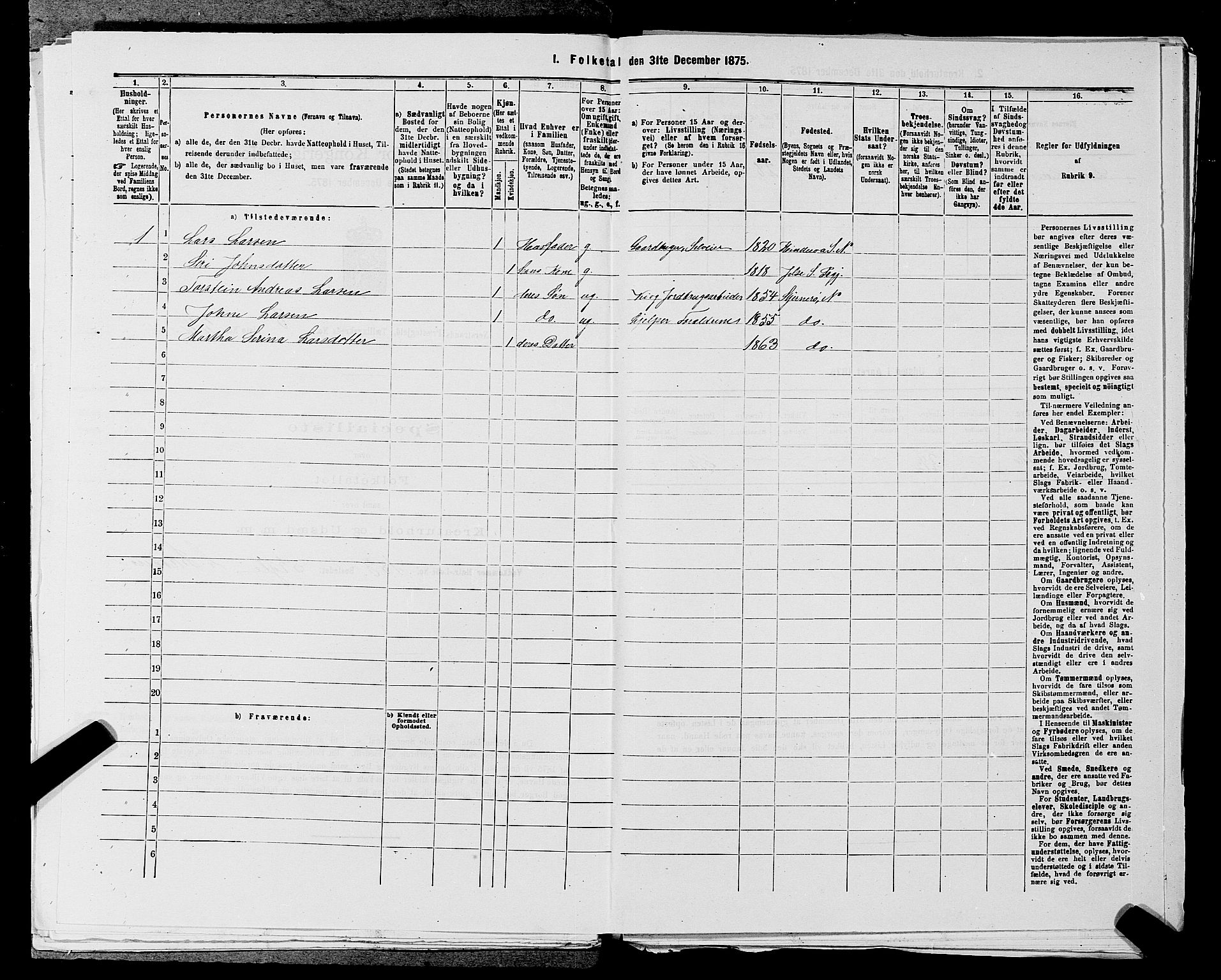 SAST, 1875 census for 1139P Nedstrand, 1875, p. 903