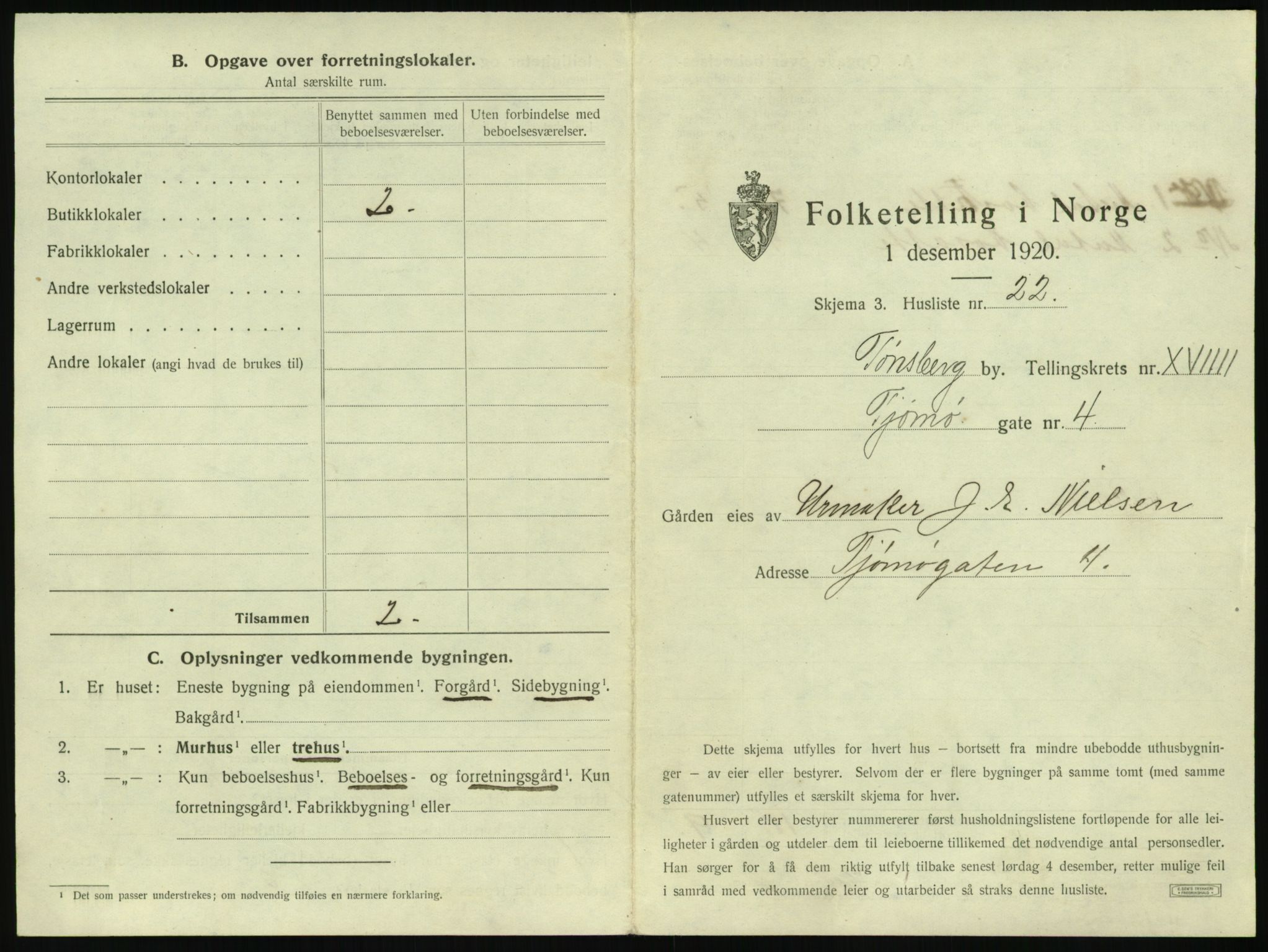 SAKO, 1920 census for Tønsberg, 1920, p. 2029