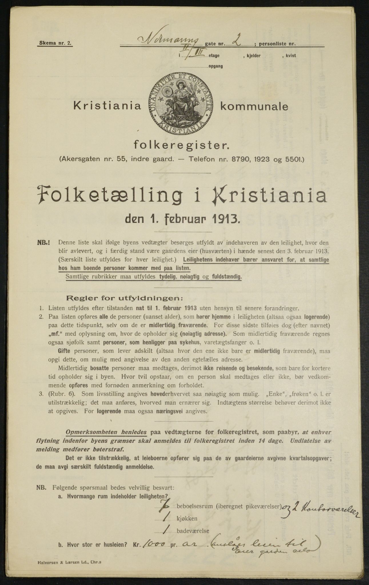 OBA, Municipal Census 1913 for Kristiania, 1913, p. 73519