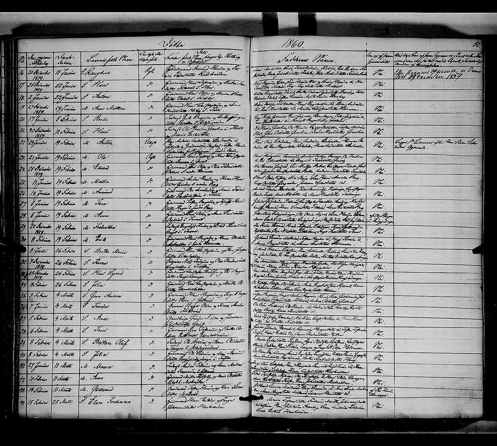 Nord-Odal prestekontor, AV/SAH-PREST-032/H/Ha/Haa/L0003: Parish register (official) no. 3, 1851-1865, p. 50