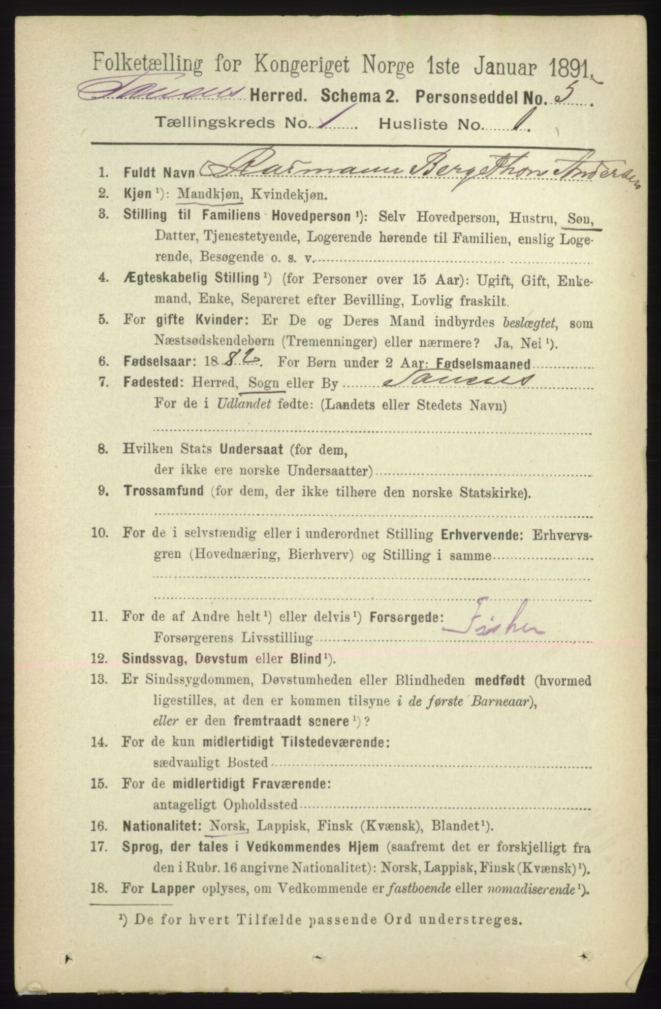 RA, 1891 census for 2025 Tana, 1891, p. 118