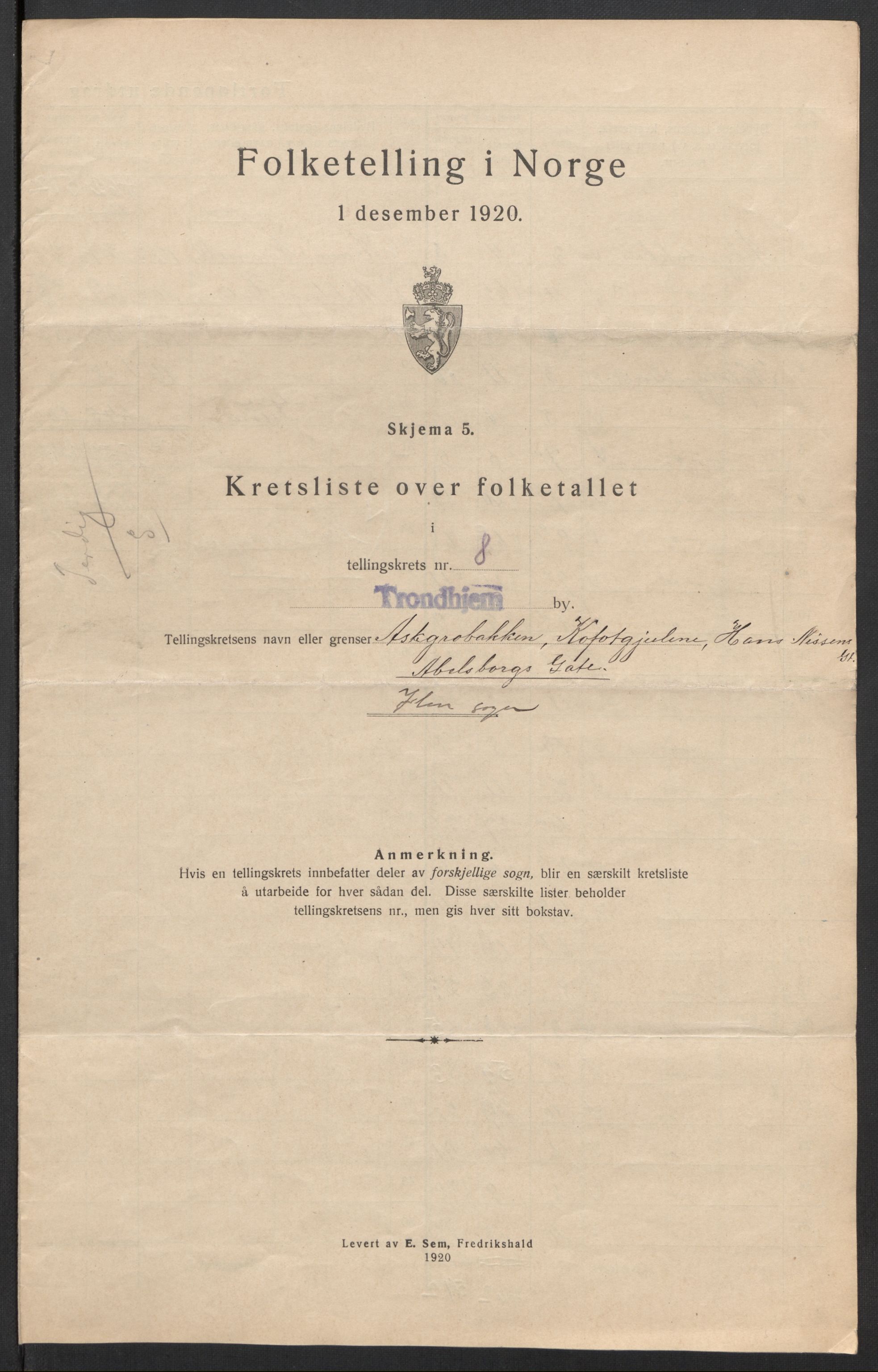 SAT, 1920 census for Trondheim, 1920, p. 35