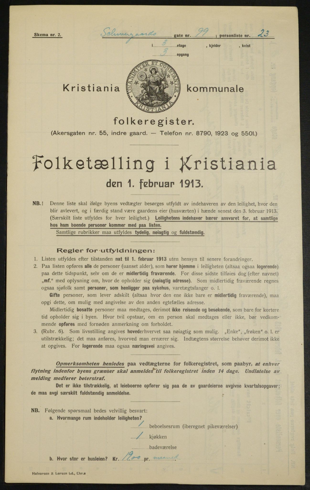 OBA, Municipal Census 1913 for Kristiania, 1913, p. 92636