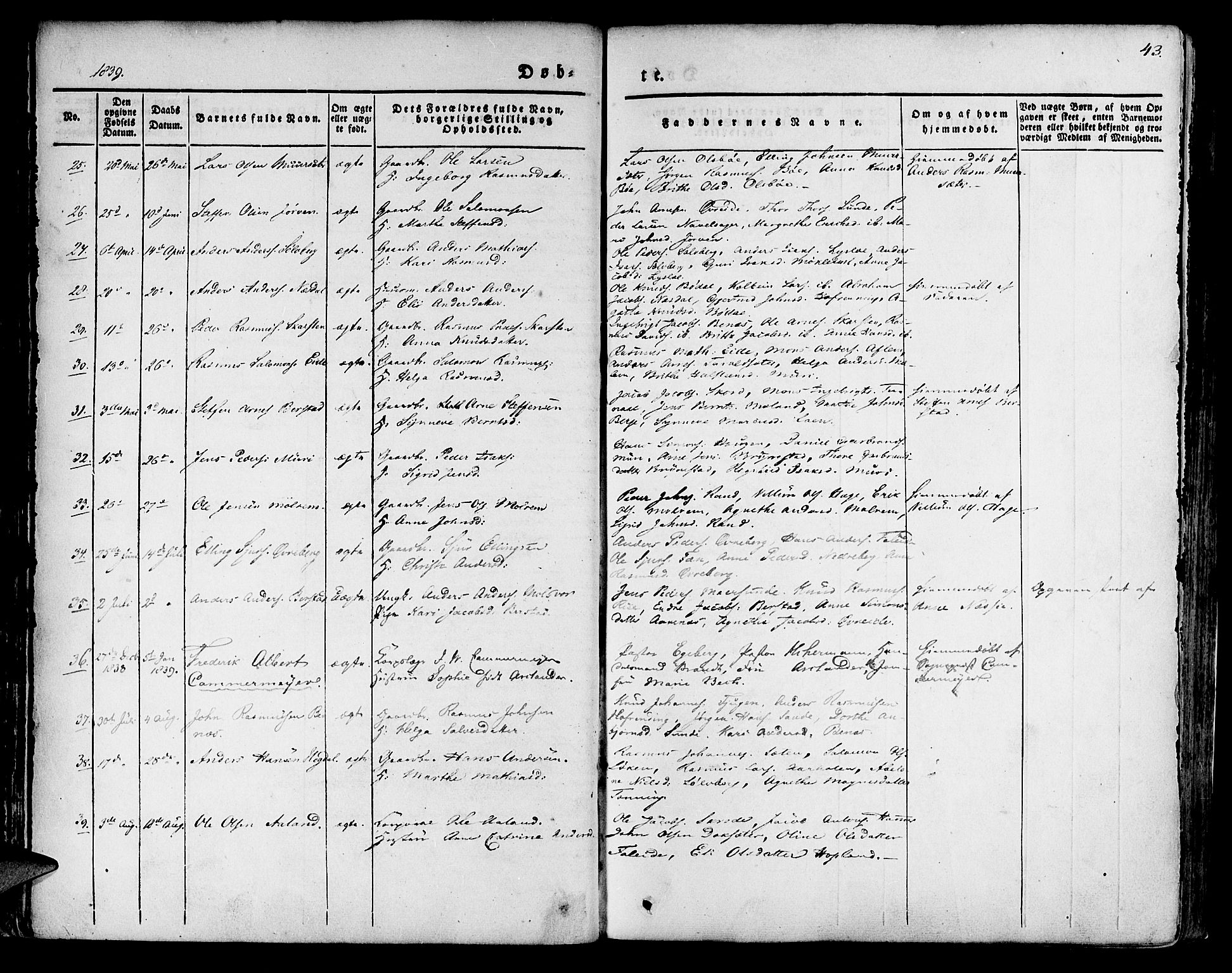 Innvik sokneprestembete, AV/SAB-A-80501: Parish register (official) no. A 4I, 1831-1846, p. 43