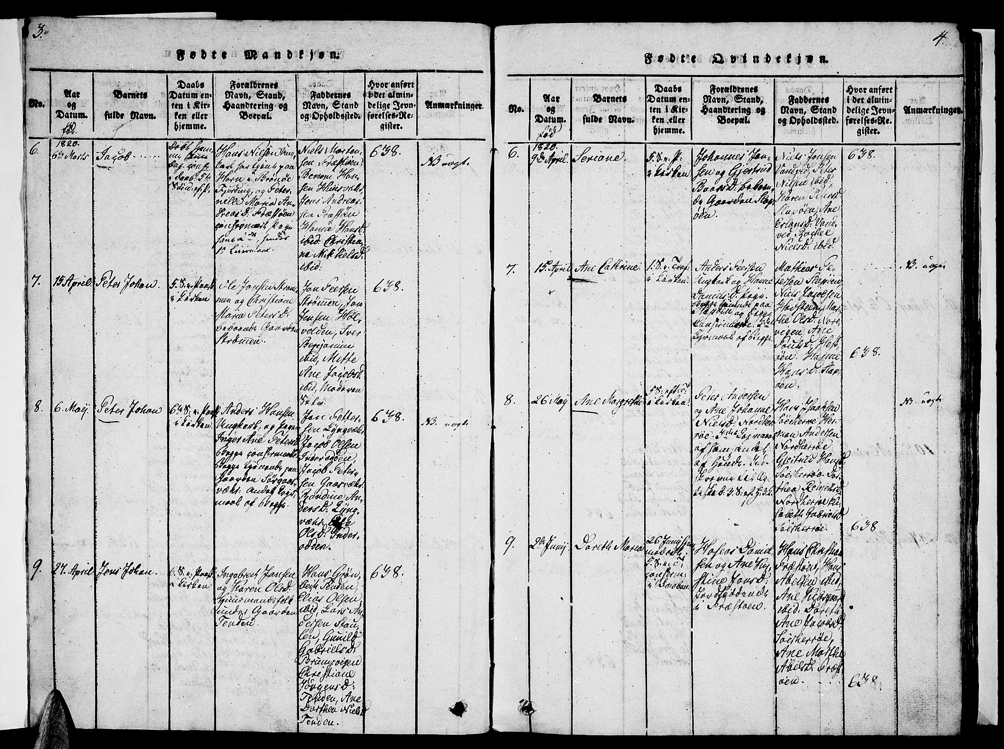 Ministerialprotokoller, klokkerbøker og fødselsregistre - Nordland, AV/SAT-A-1459/834/L0510: Parish register (copy) no. 834C01, 1820-1847, p. 3-4