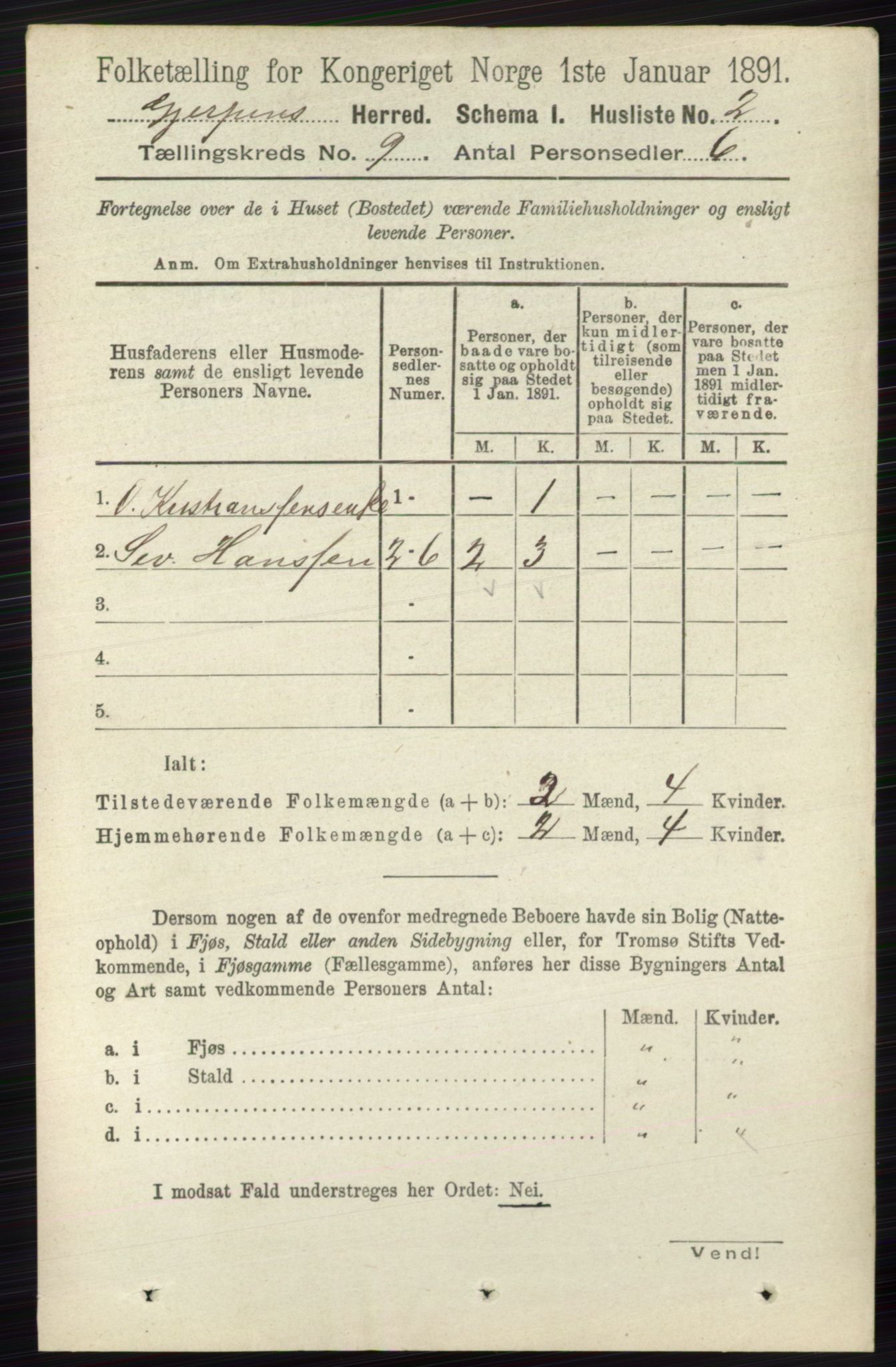 RA, 1891 census for 0812 Gjerpen, 1891, p. 4766