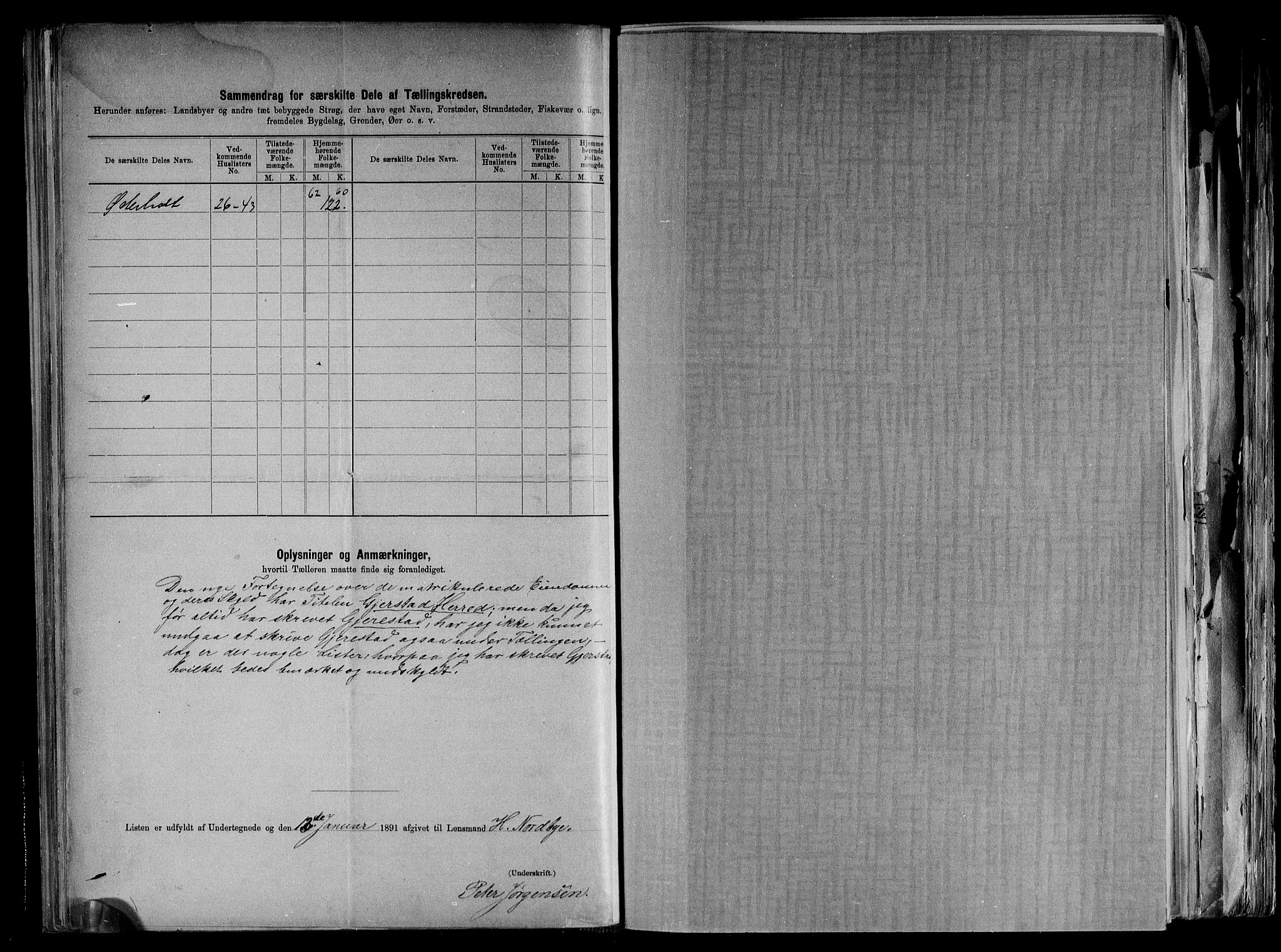 RA, 1891 census for 0911 Gjerstad, 1891, p. 19