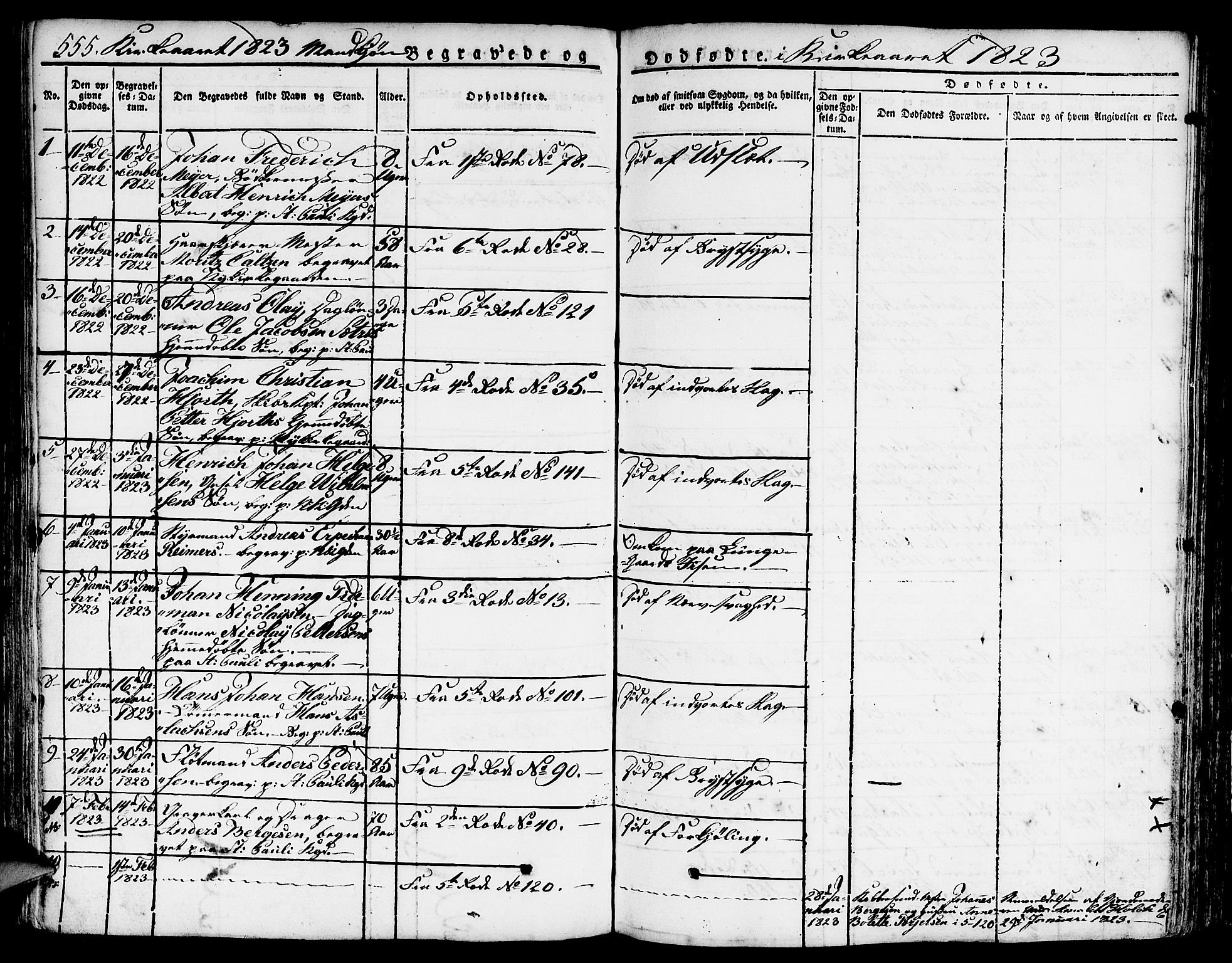 Nykirken Sokneprestembete, SAB/A-77101/H/Hab: Parish register (copy) no. A 5II, 1821-1843, p. 555