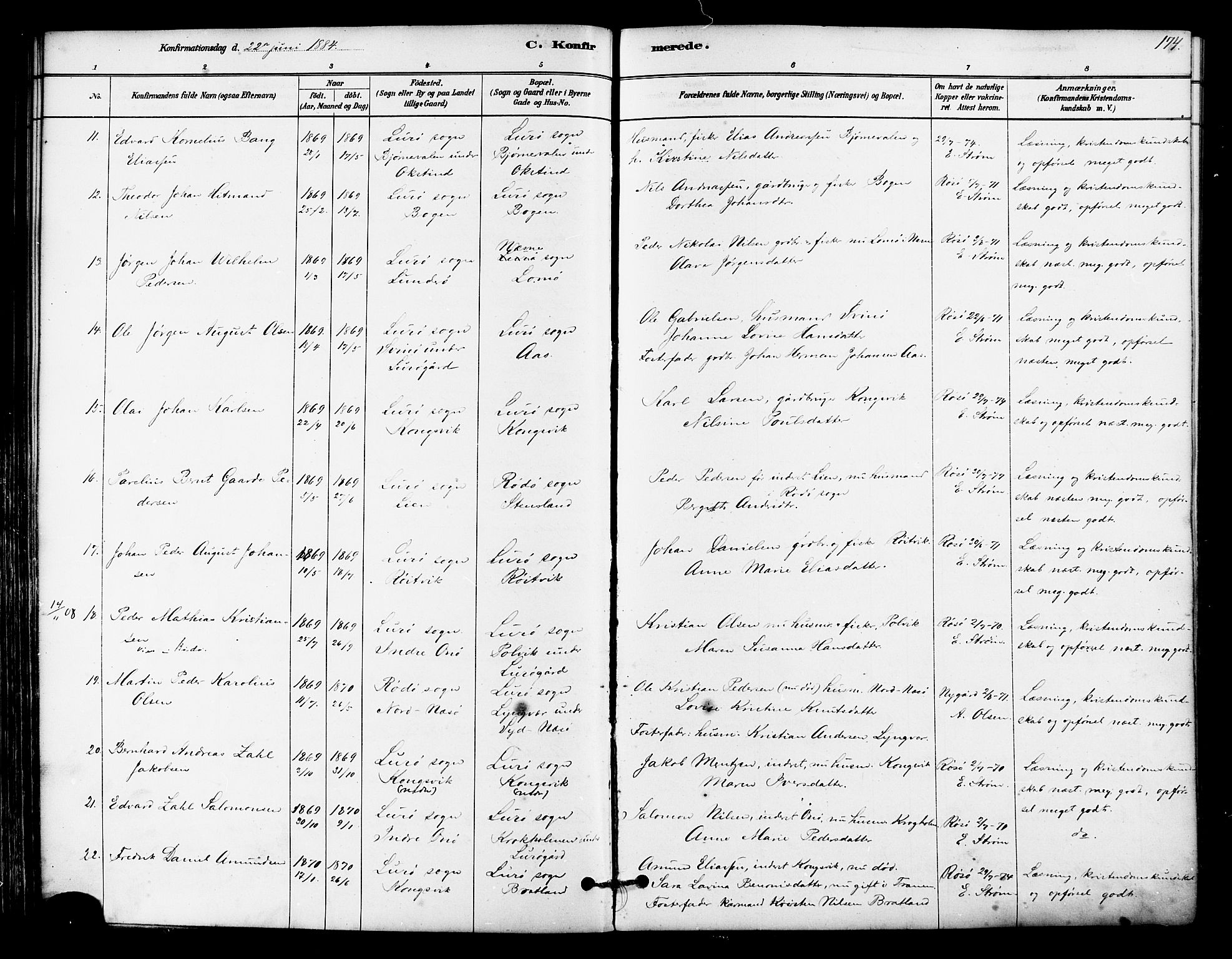 Ministerialprotokoller, klokkerbøker og fødselsregistre - Nordland, AV/SAT-A-1459/839/L0568: Parish register (official) no. 839A05, 1880-1902, p. 174