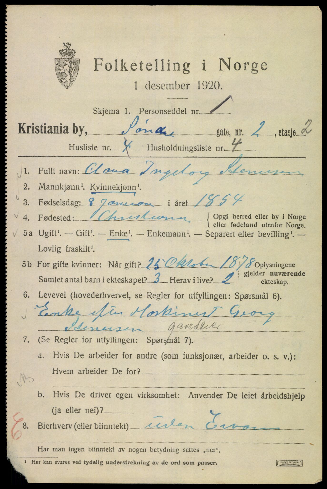 SAO, 1920 census for Kristiania, 1920, p. 561737