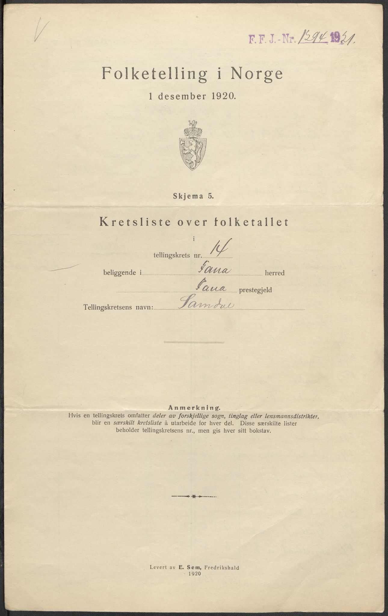 SAB, 1920 census for Fana, 1920, p. 59