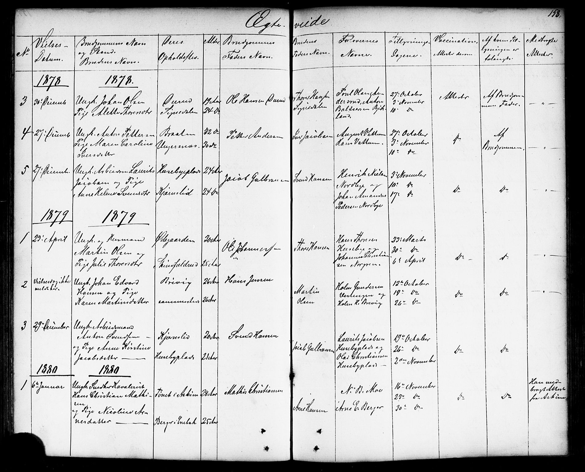 Enebakk prestekontor Kirkebøker, SAO/A-10171c/G/Gb/L0001: Parish register (copy) no. II 1, 1859-1890, p. 158