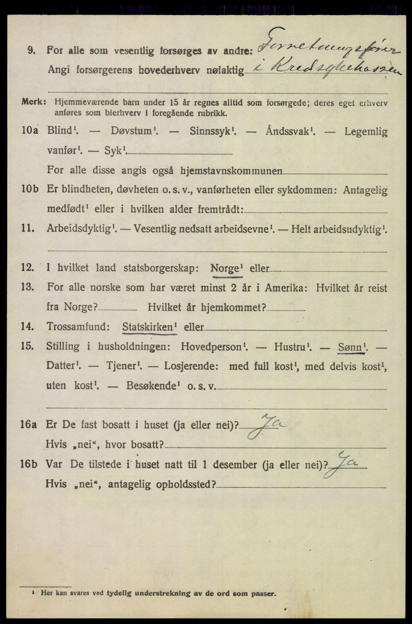 SAH, 1920 census for Trysil, 1920, p. 4586