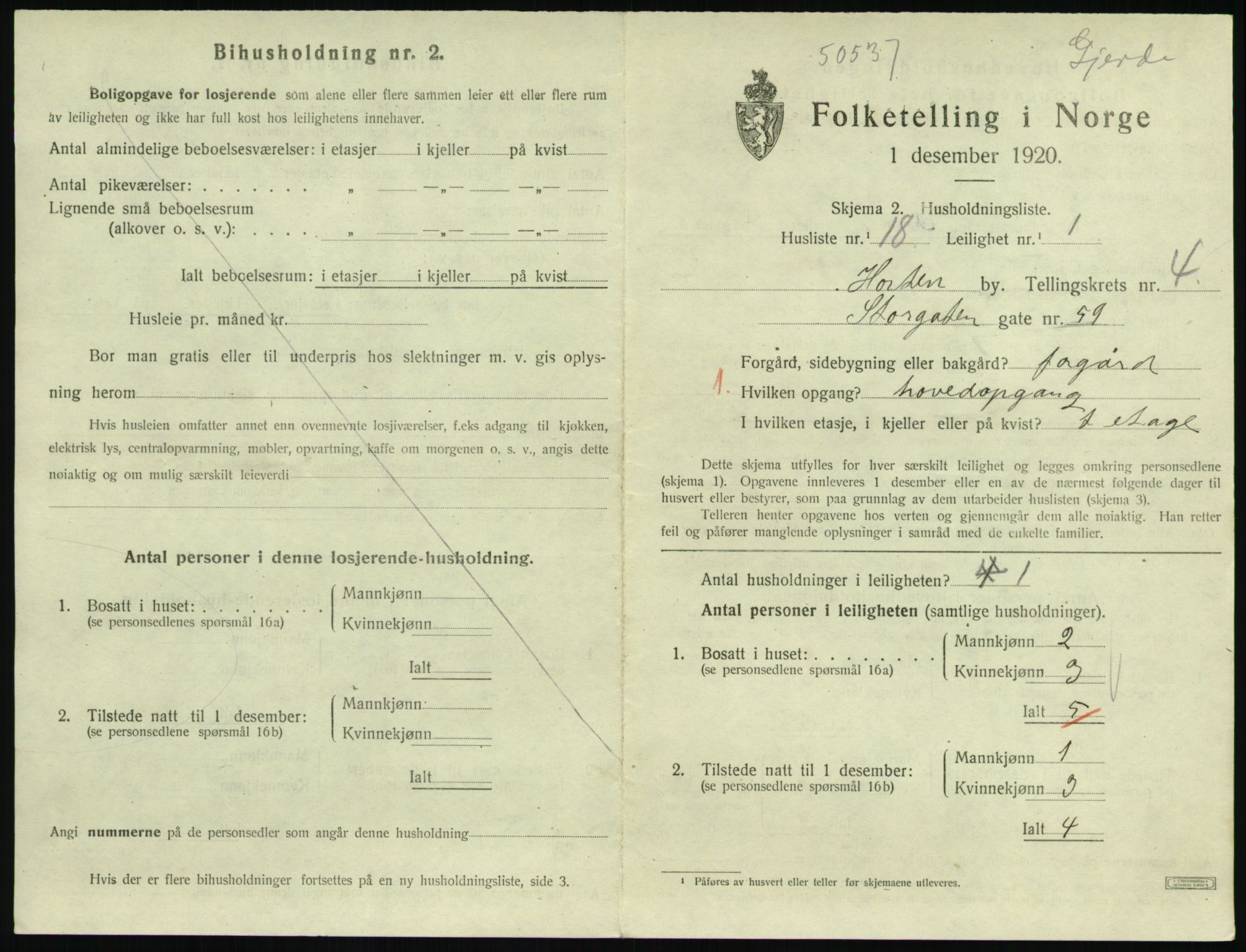 SAKO, 1920 census for Horten, 1920, p. 4871
