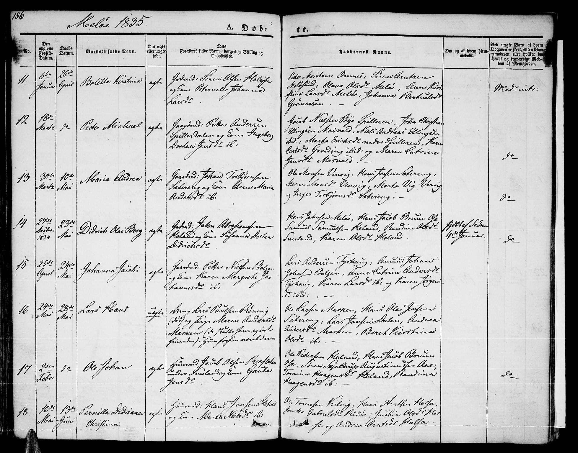 Ministerialprotokoller, klokkerbøker og fødselsregistre - Nordland, AV/SAT-A-1459/841/L0598: Parish register (official) no. 841A06 /2, 1825-1844, p. 156