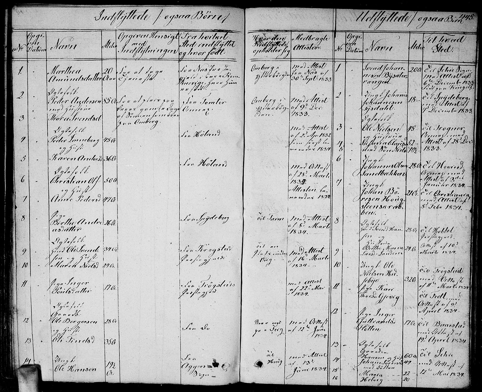 Enebakk prestekontor Kirkebøker, SAO/A-10171c/G/Ga/L0003: Parish register (copy) no. I 3, 1833-1849, p. 445