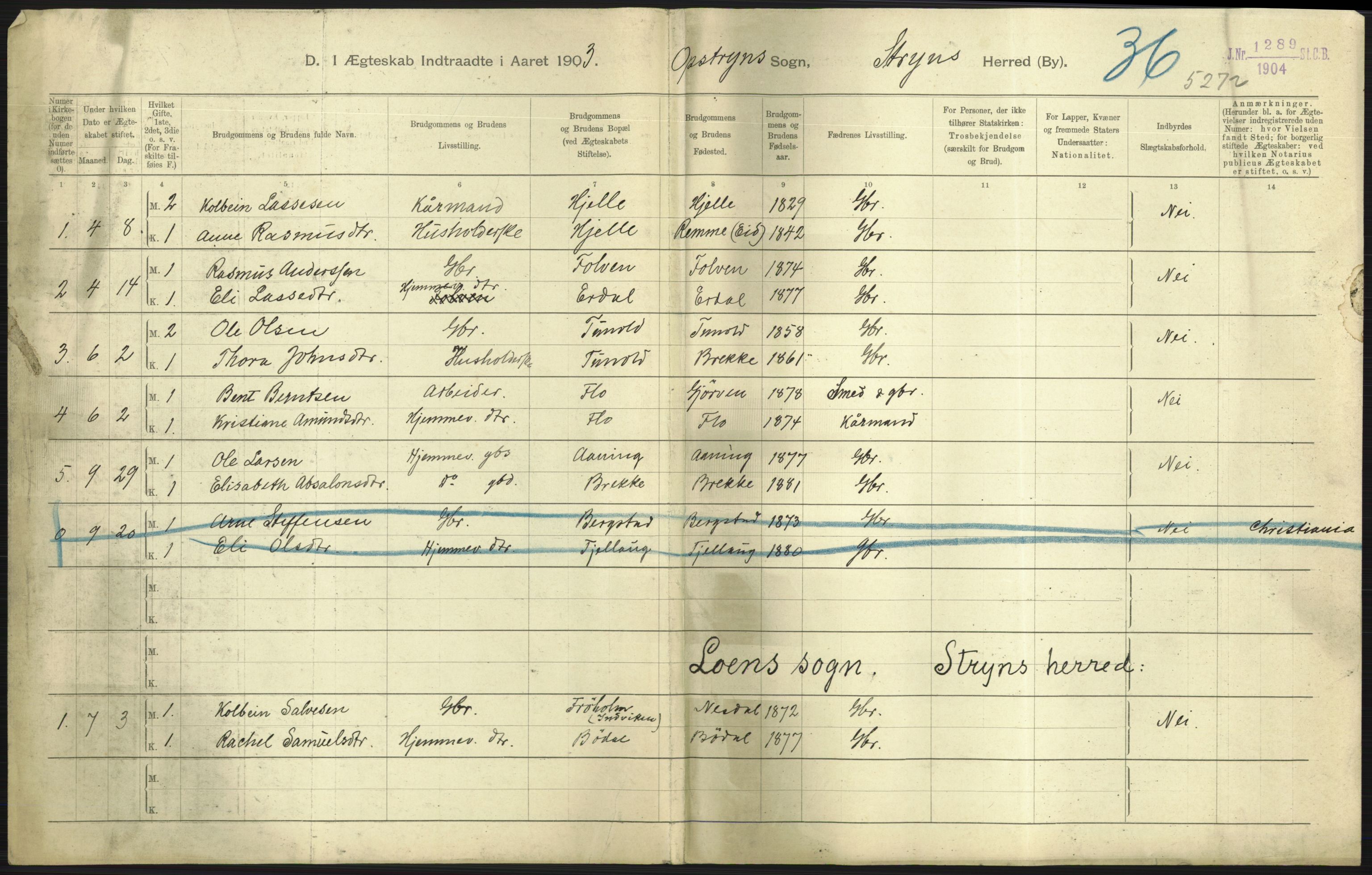 Statistisk sentralbyrå, Sosiodemografiske emner, Befolkning, AV/RA-S-2228/D/Df/Dfa/Dfaa/L0015: Nordre Bergenhus: Fødte, gifte, døde. Bygder, 1903, p. 325