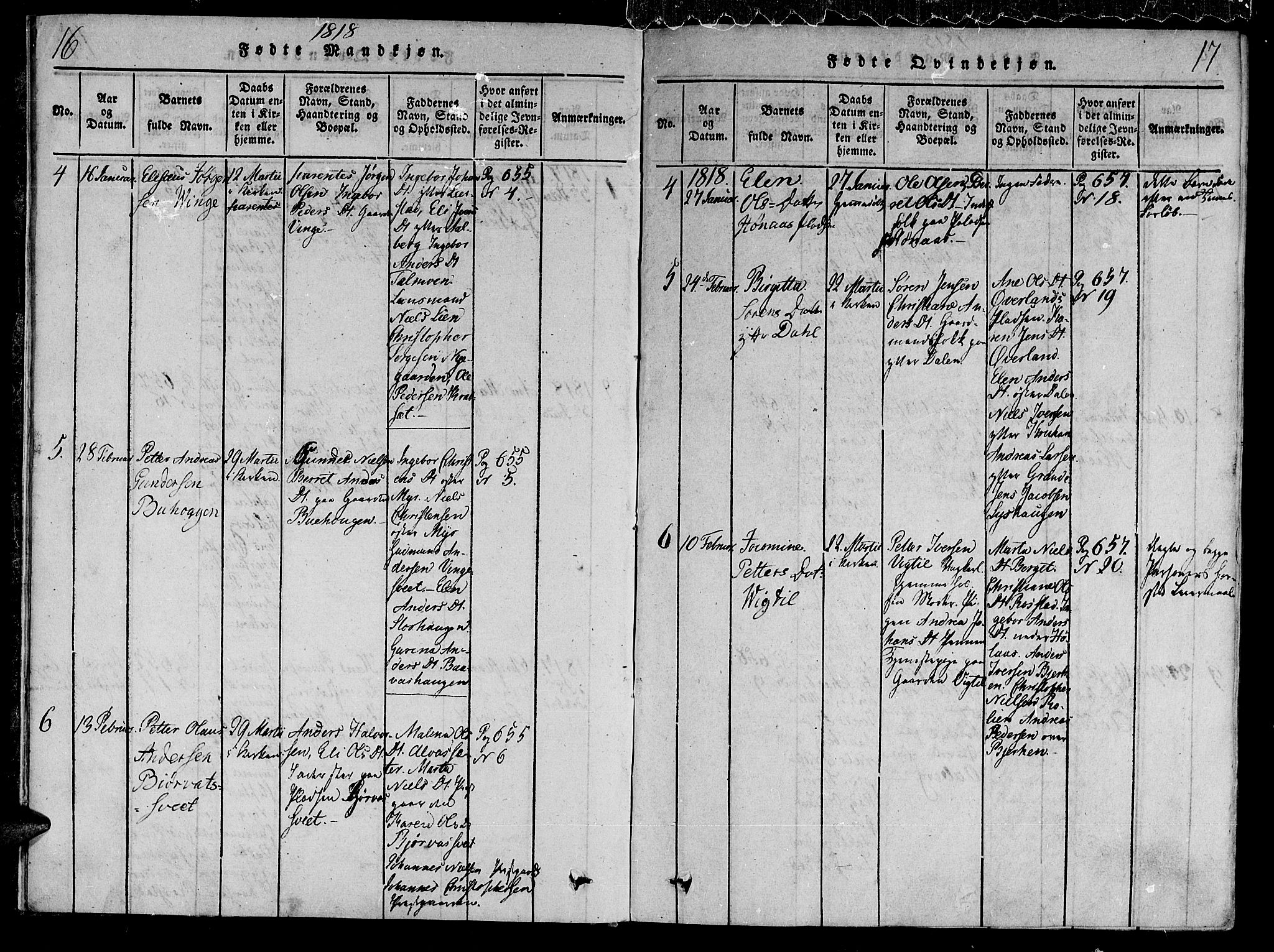 Ministerialprotokoller, klokkerbøker og fødselsregistre - Nord-Trøndelag, SAT/A-1458/701/L0005: Parish register (official) no. 701A05 /1, 1816-1825, p. 16-17