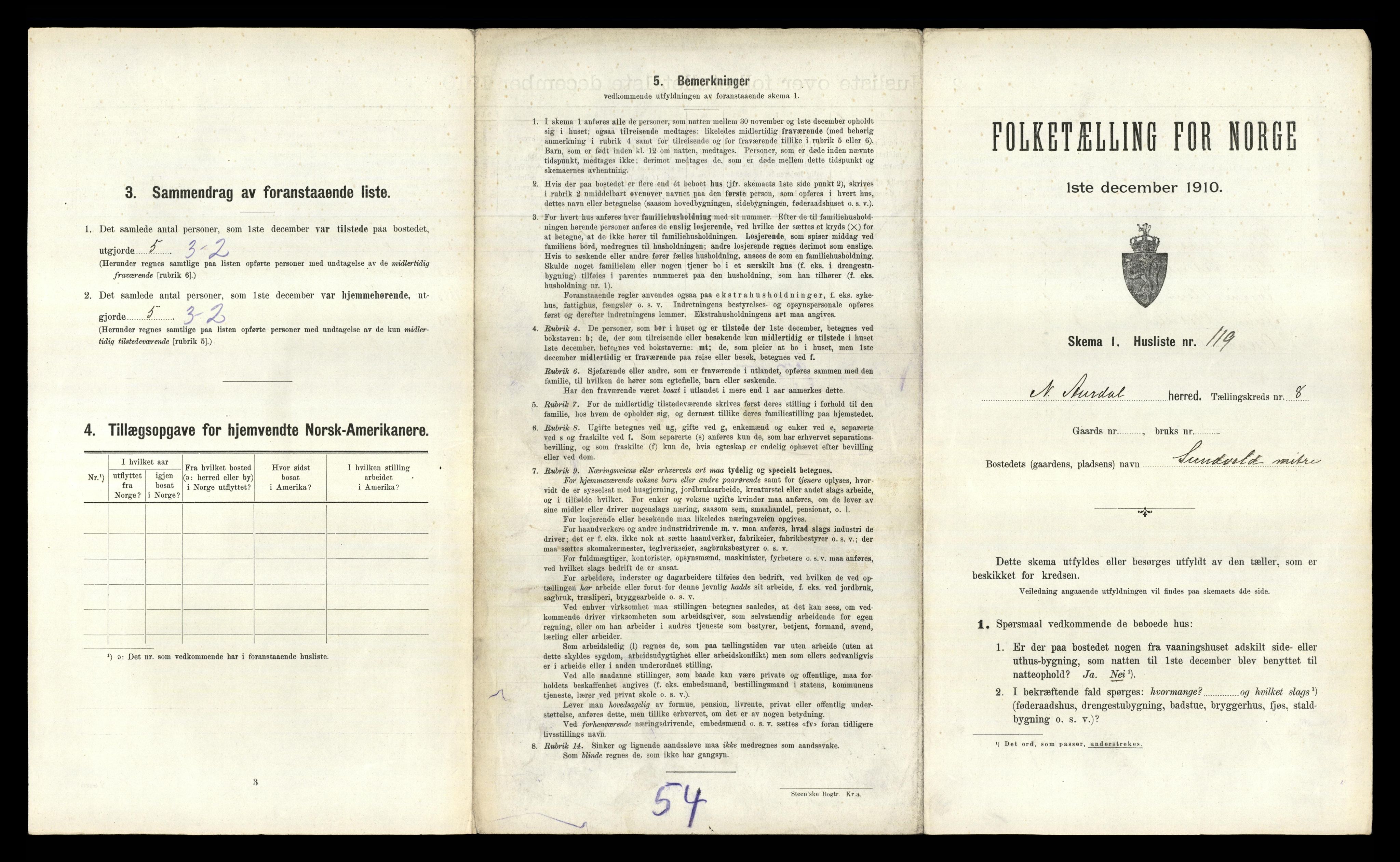 RA, 1910 census for Nord-Aurdal, 1910, p. 1345